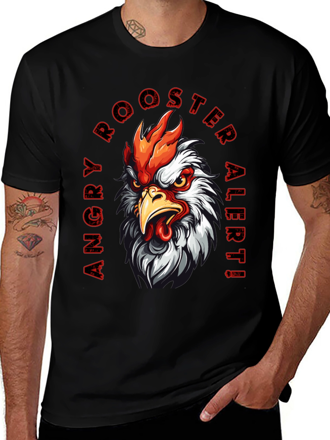 Angry Rooster Alert Graphic Tee