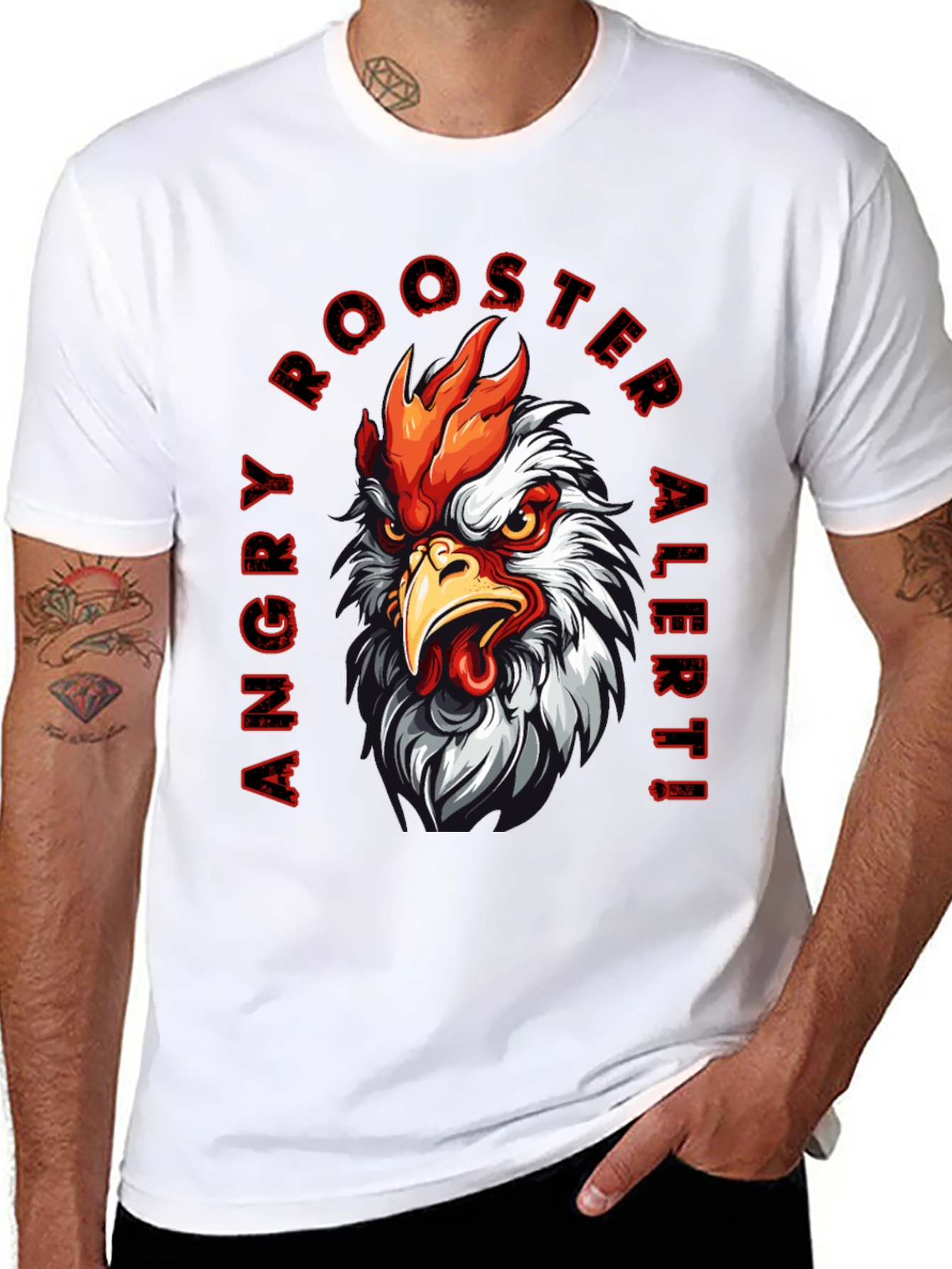 Angry Rooster Alert Graphic Tee