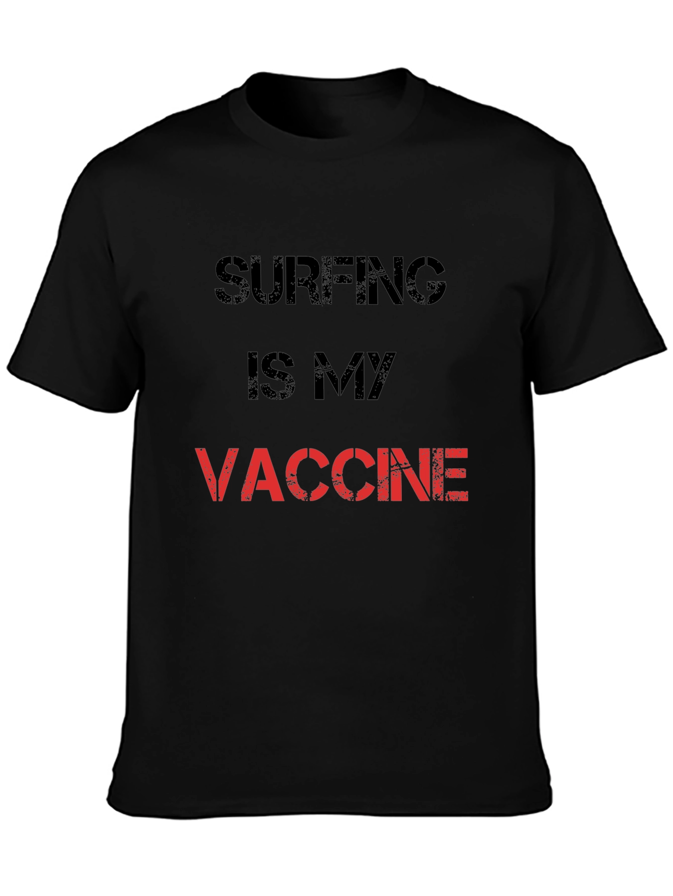 Surfing is My Vaccine T-Shirt - Black Cotton Tee