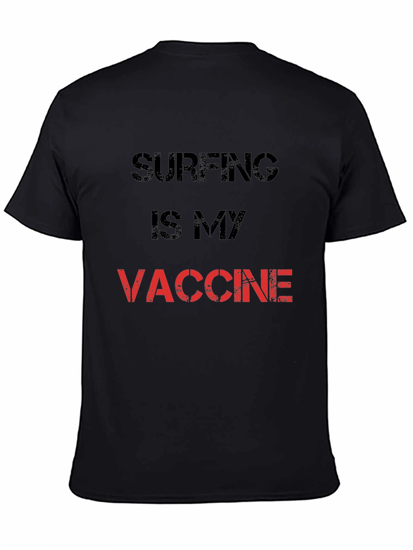 Surfing is My Vaccine T-Shirt - Black Cotton Tee