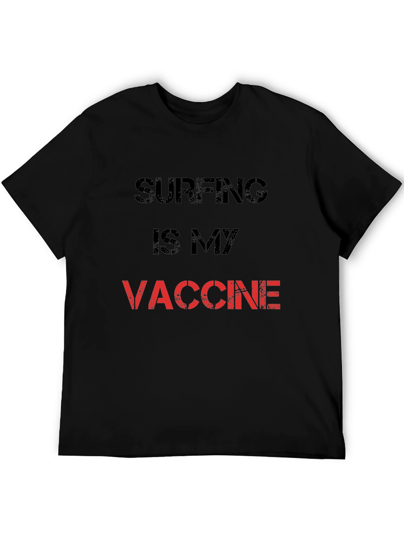 Surfing is My Vaccine T-Shirt - Black Cotton Tee