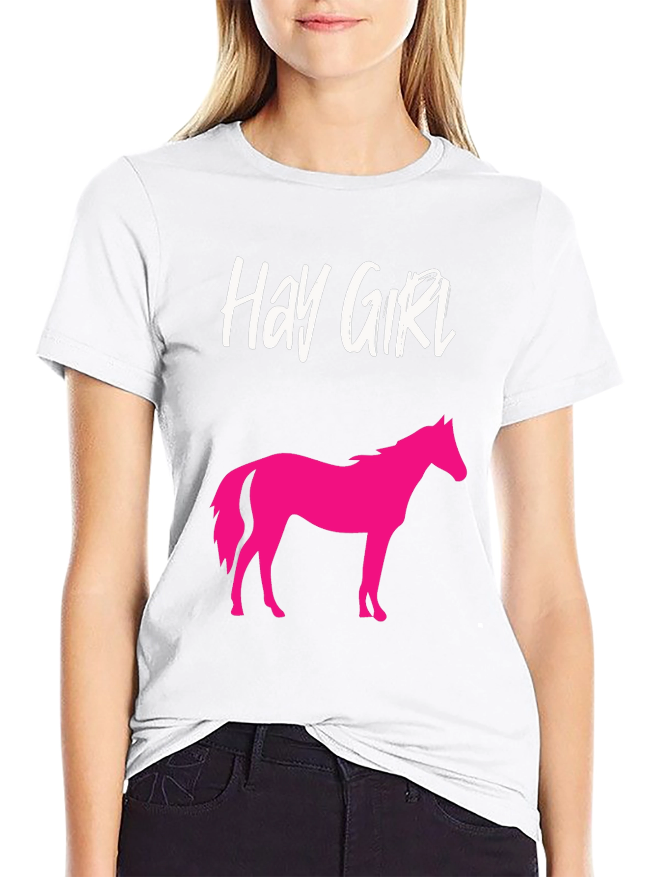 Hay Girl Horse Graphic Tee - Novelty Shirt
