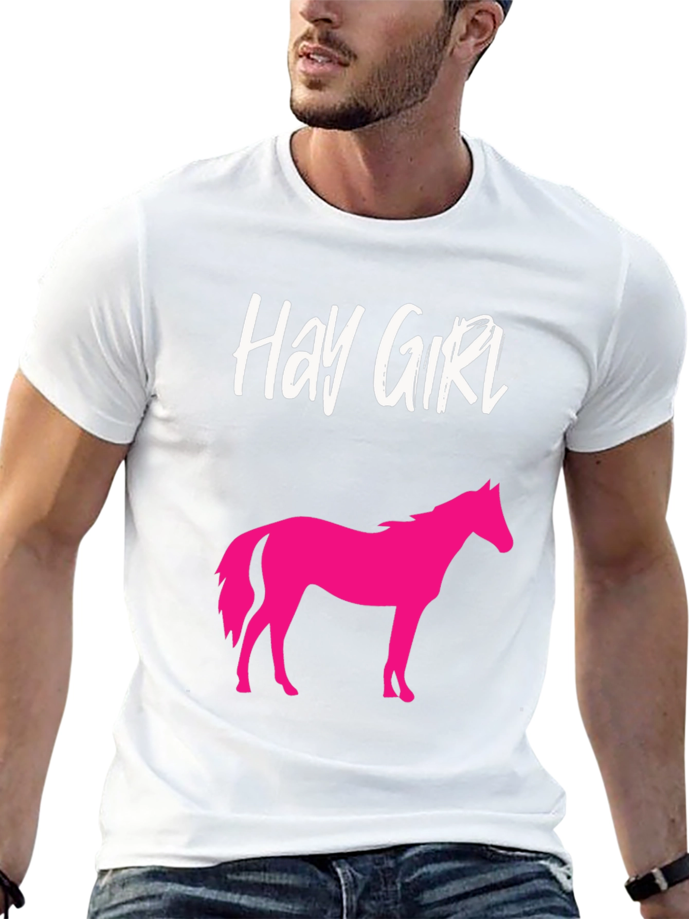 Hay Girl Horse Graphic Tee - Novelty Shirt