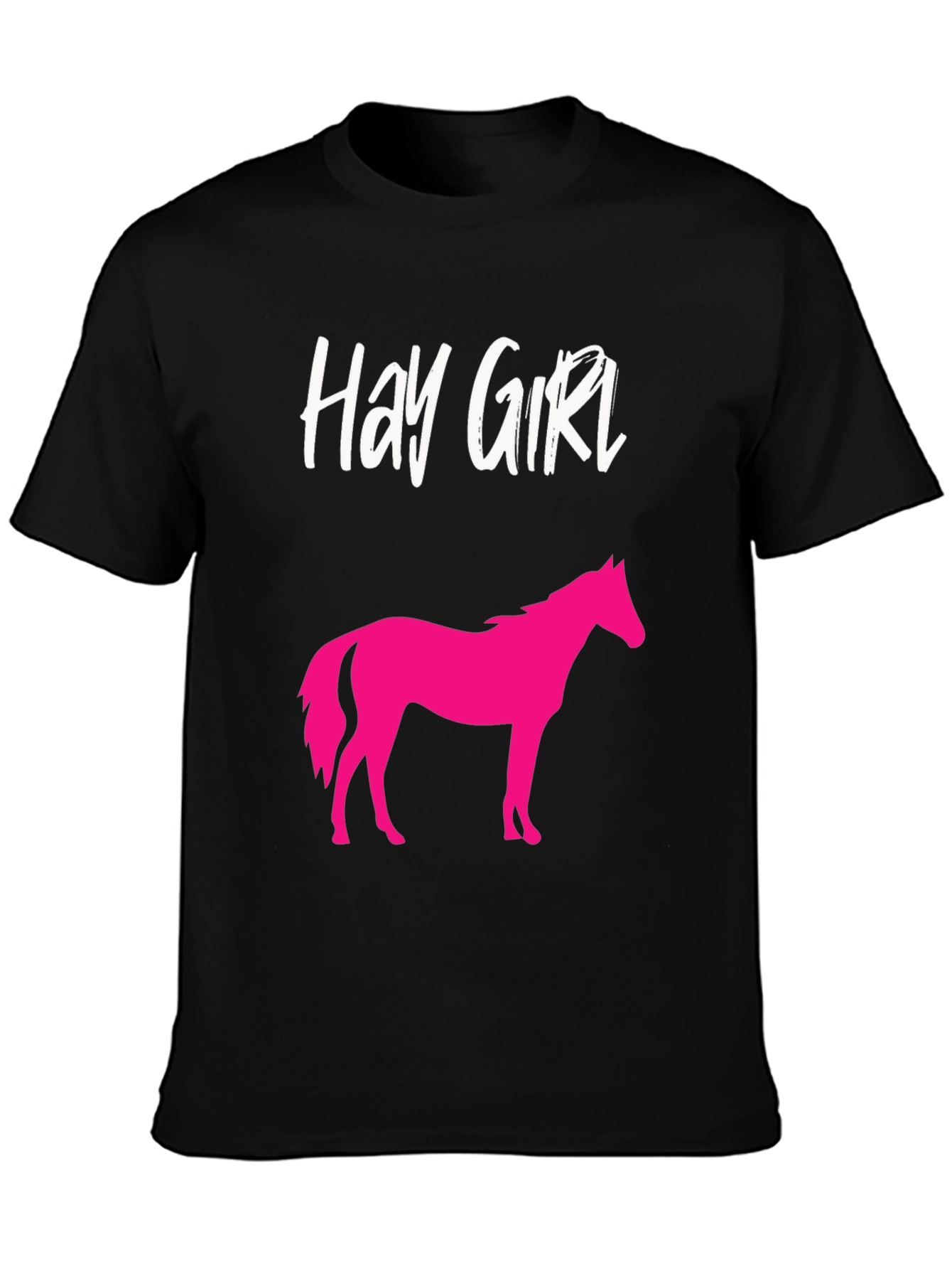 Hay Girl Horse Graphic Tee - Novelty Shirt