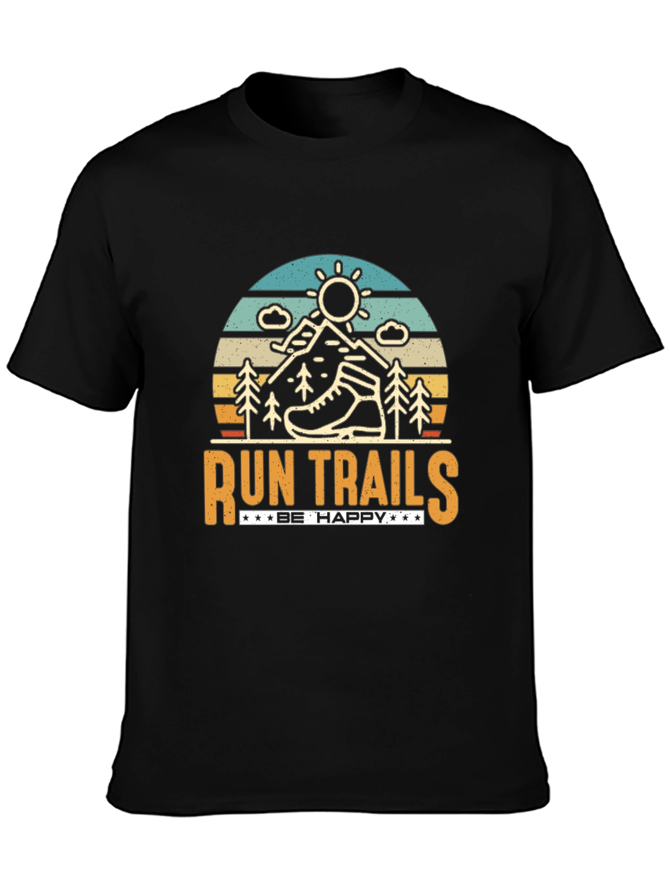 Run Trails Be Happy Graphic T-Shirt