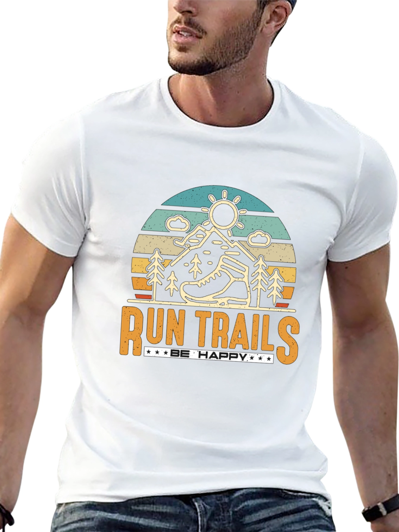 Run Trails Be Happy Graphic T-Shirt