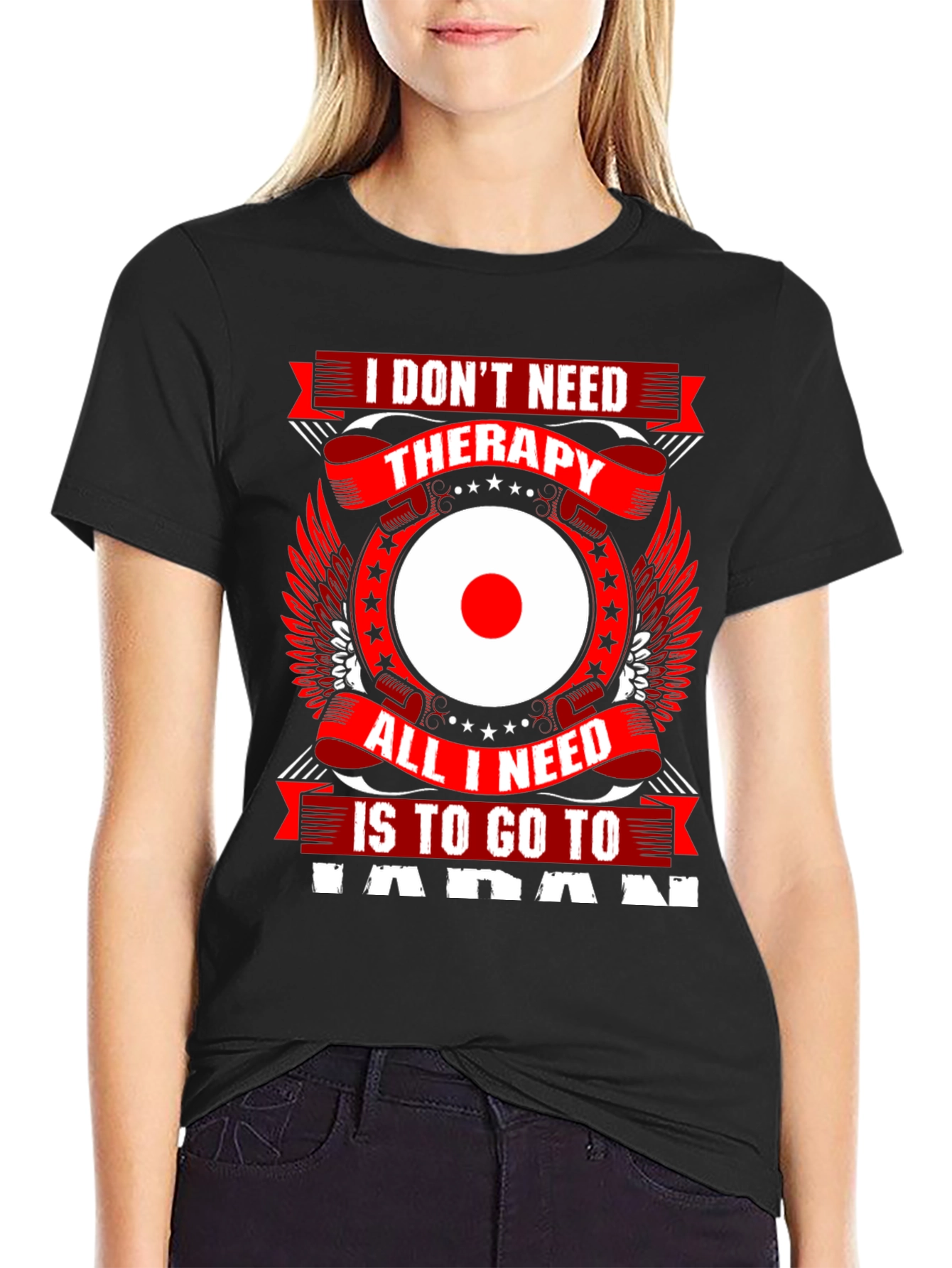 Japan Therapy Graphic T-Shirt - Black