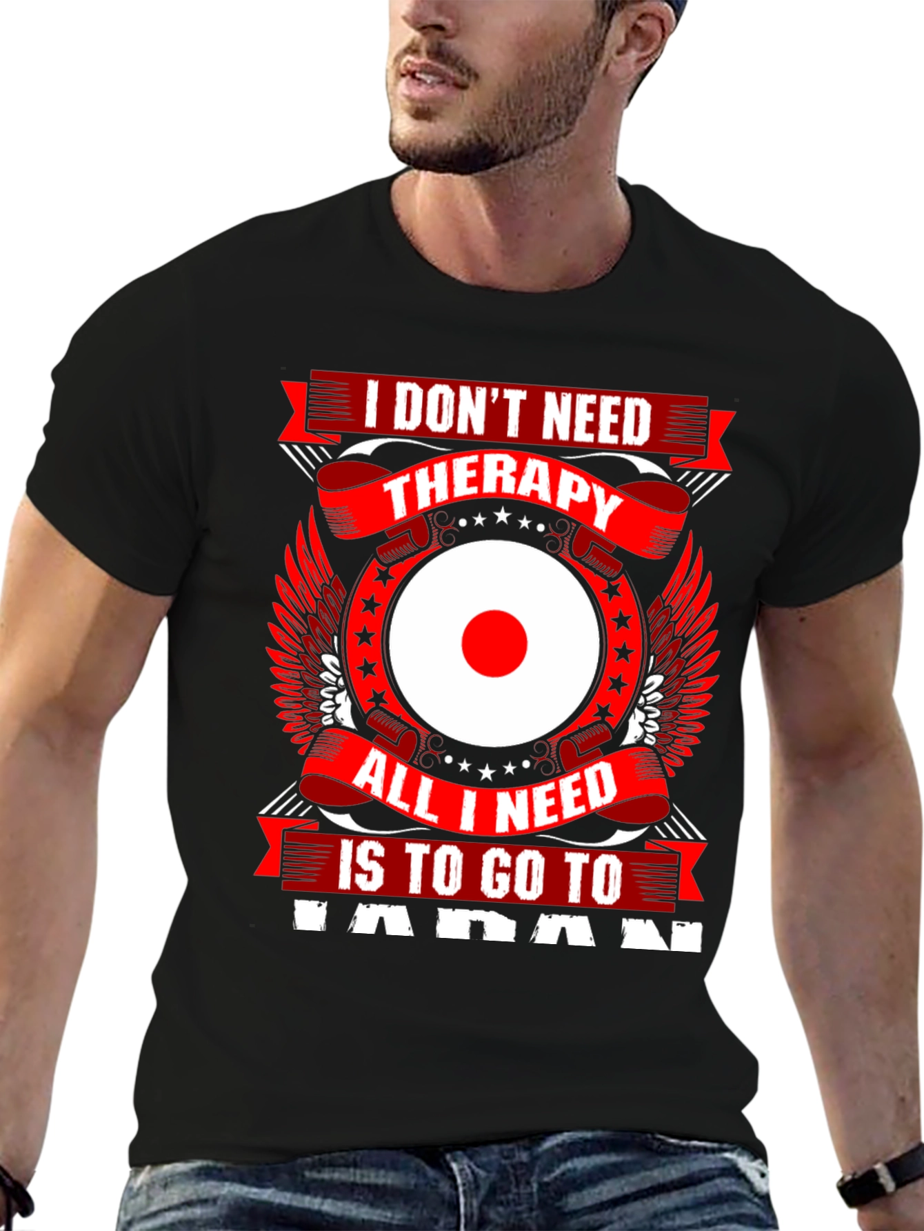 Japan Therapy Graphic T-Shirt - Black