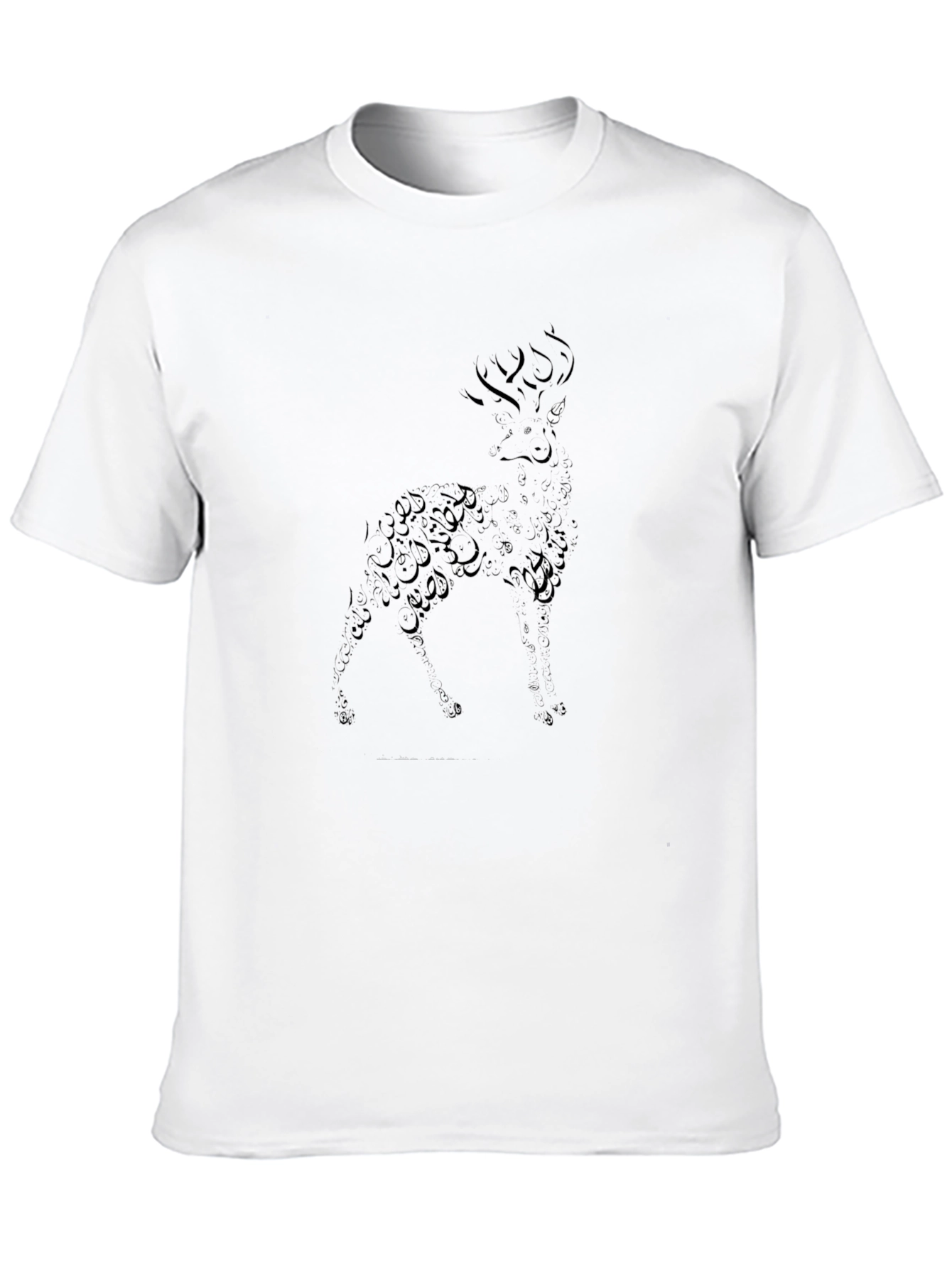 Abstract Deer Graphic Tee - Black