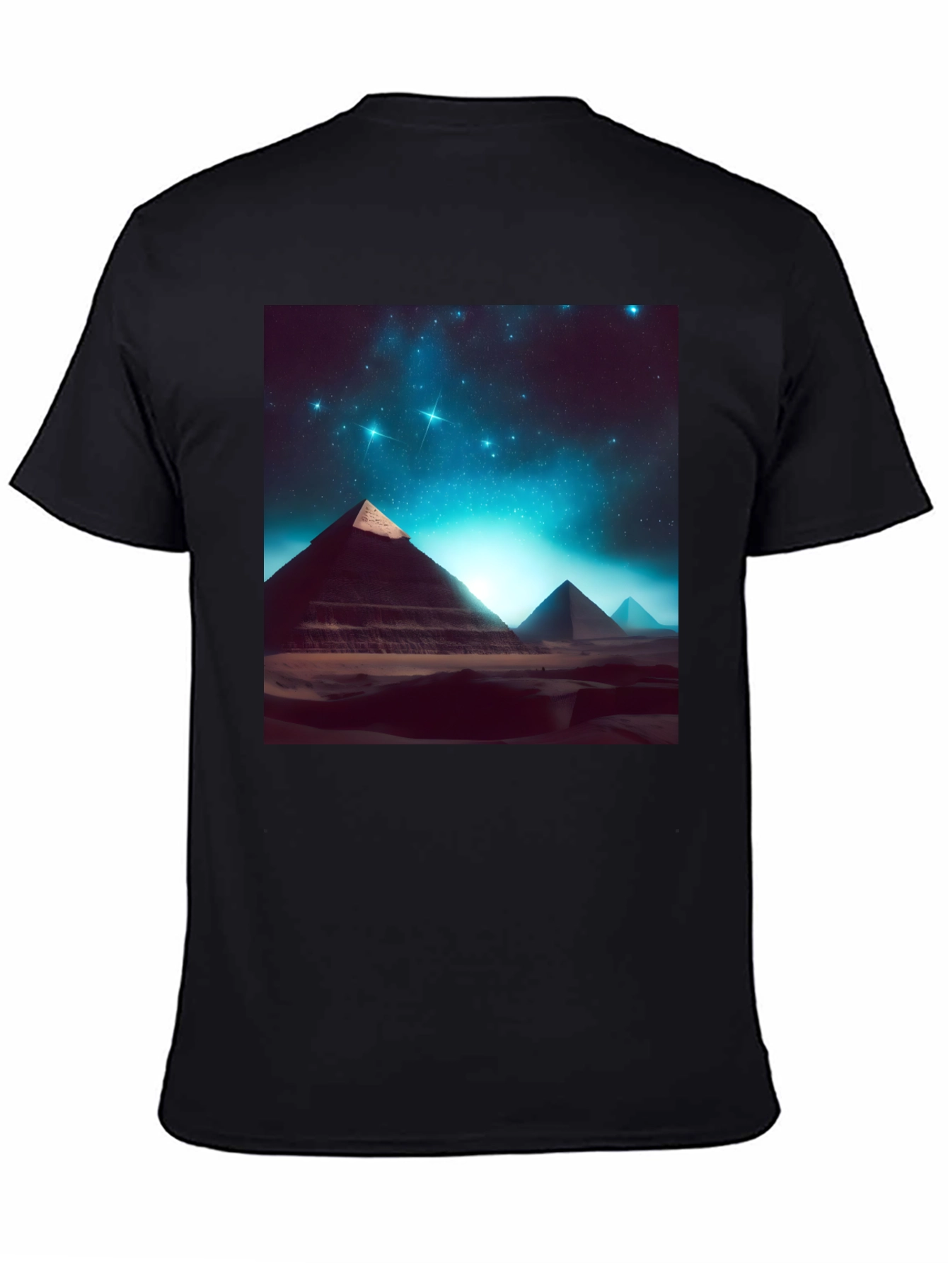 Egyptian Pyramid Starry Night Black T-Shirt