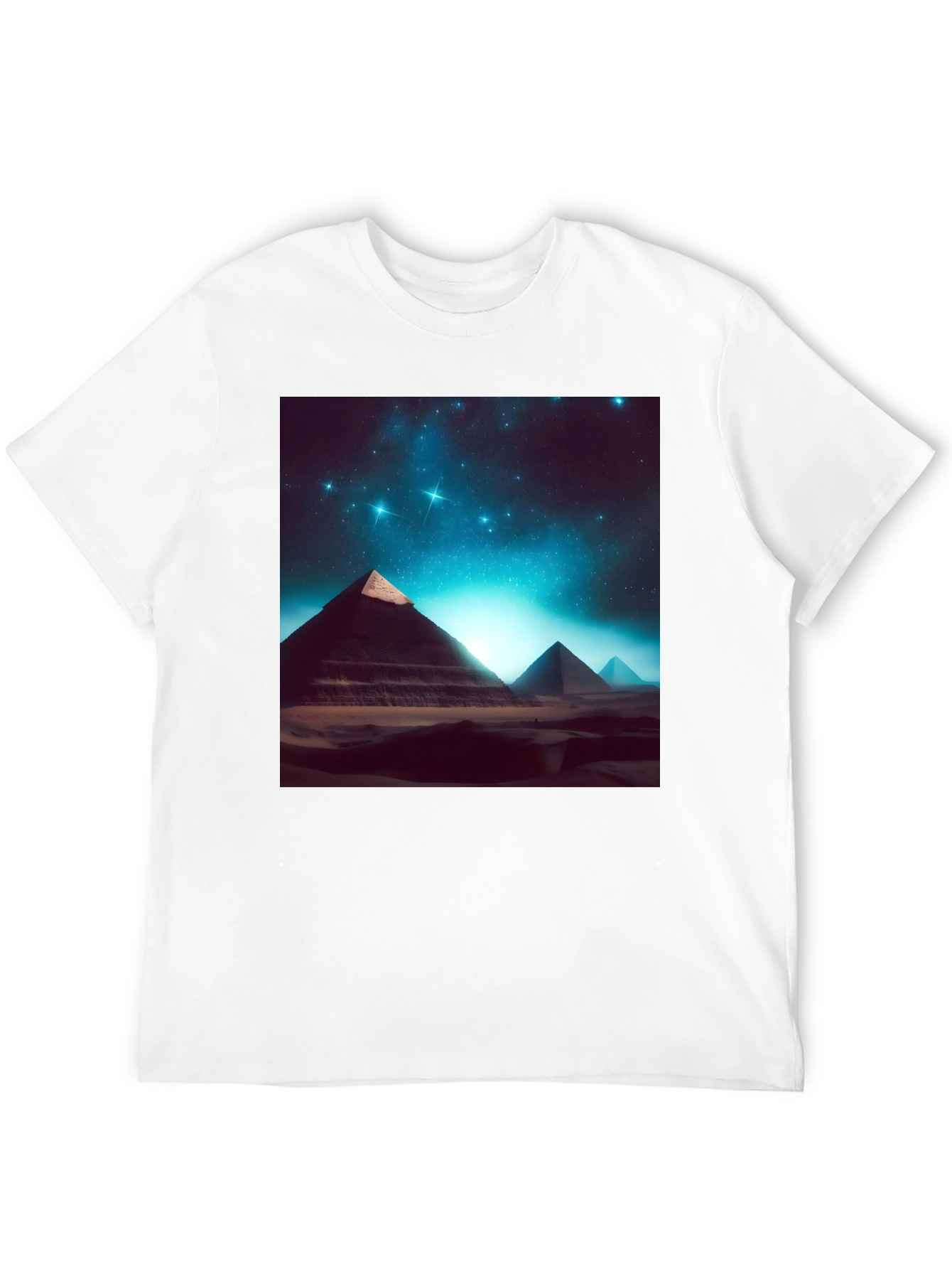 Egyptian Pyramid Starry Night Black T-Shirt