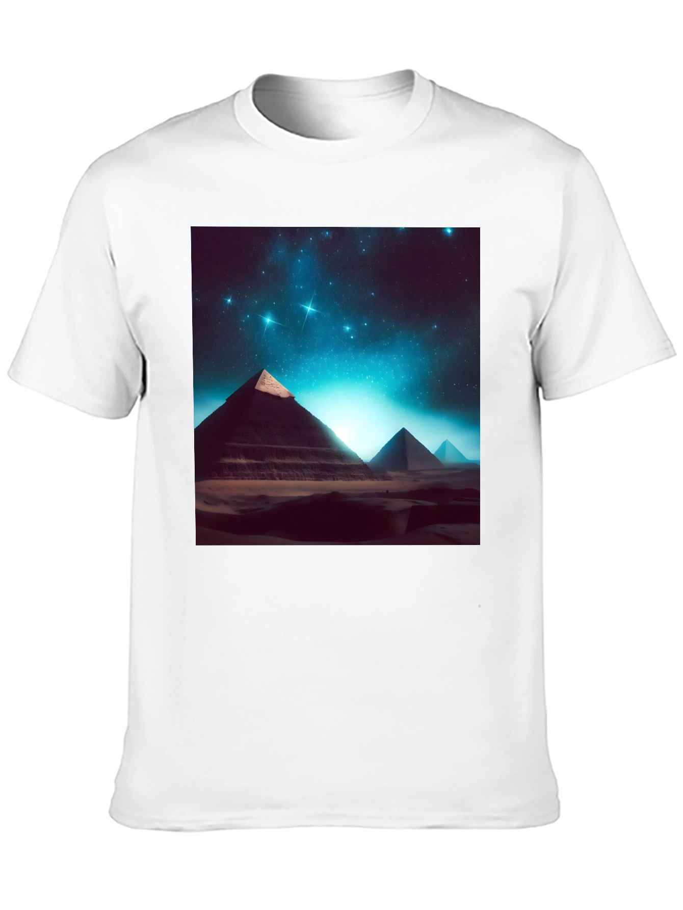 Egyptian Pyramid Starry Night Black T-Shirt
