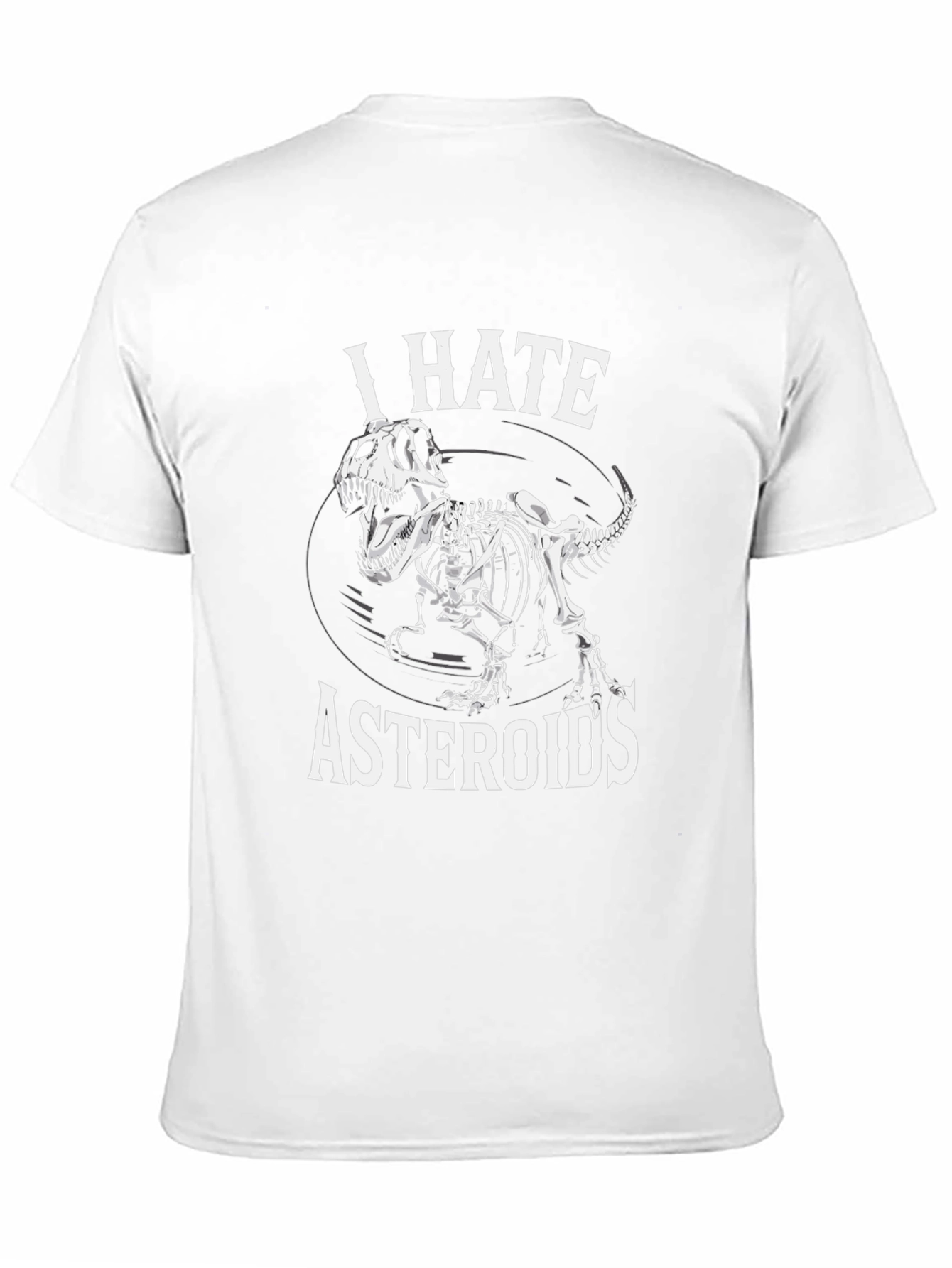 I Hate Asteroids T-Rex Skeleton Black T-Shirt