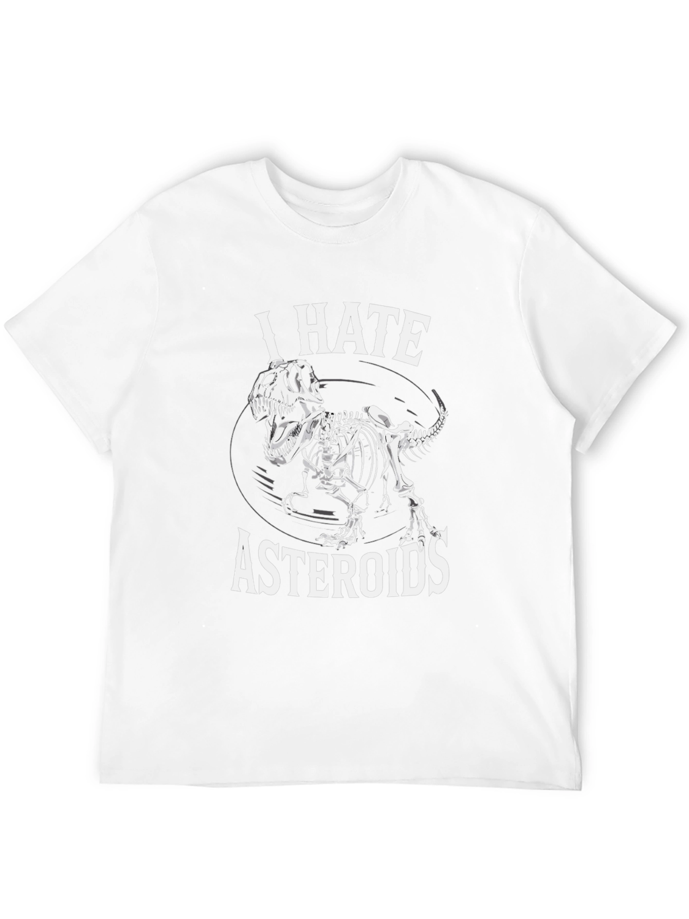 I Hate Asteroids T-Rex Skeleton Black T-Shirt