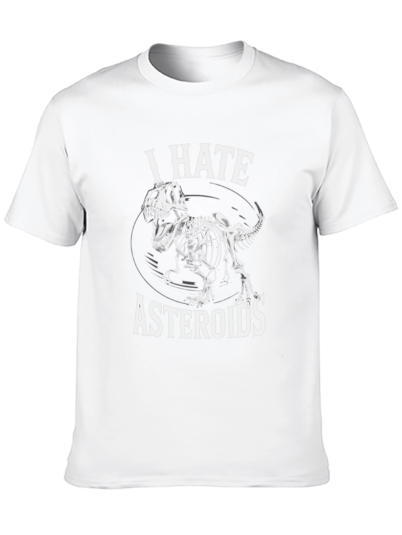 I Hate Asteroids T-Rex Skeleton Black T-Shirt