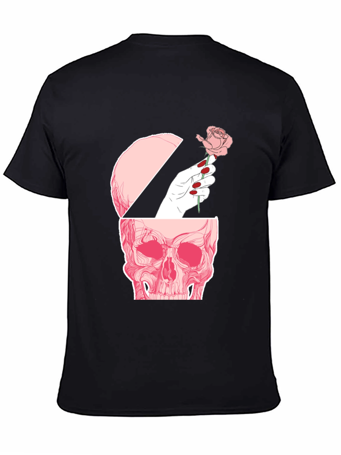 Skull and Rose Graphic Tee - Edgy Style