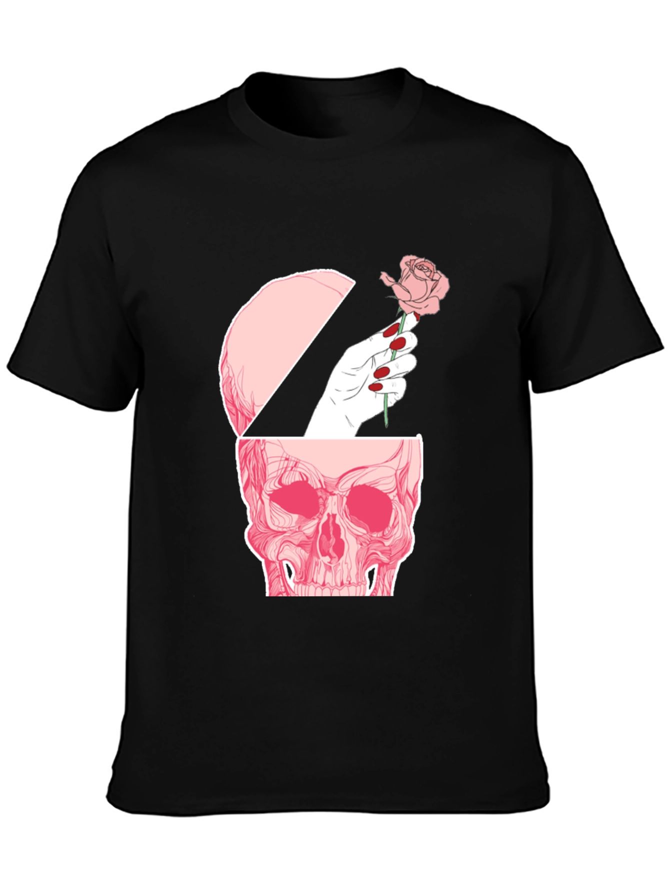 Skull and Rose Graphic Tee - Edgy Style
