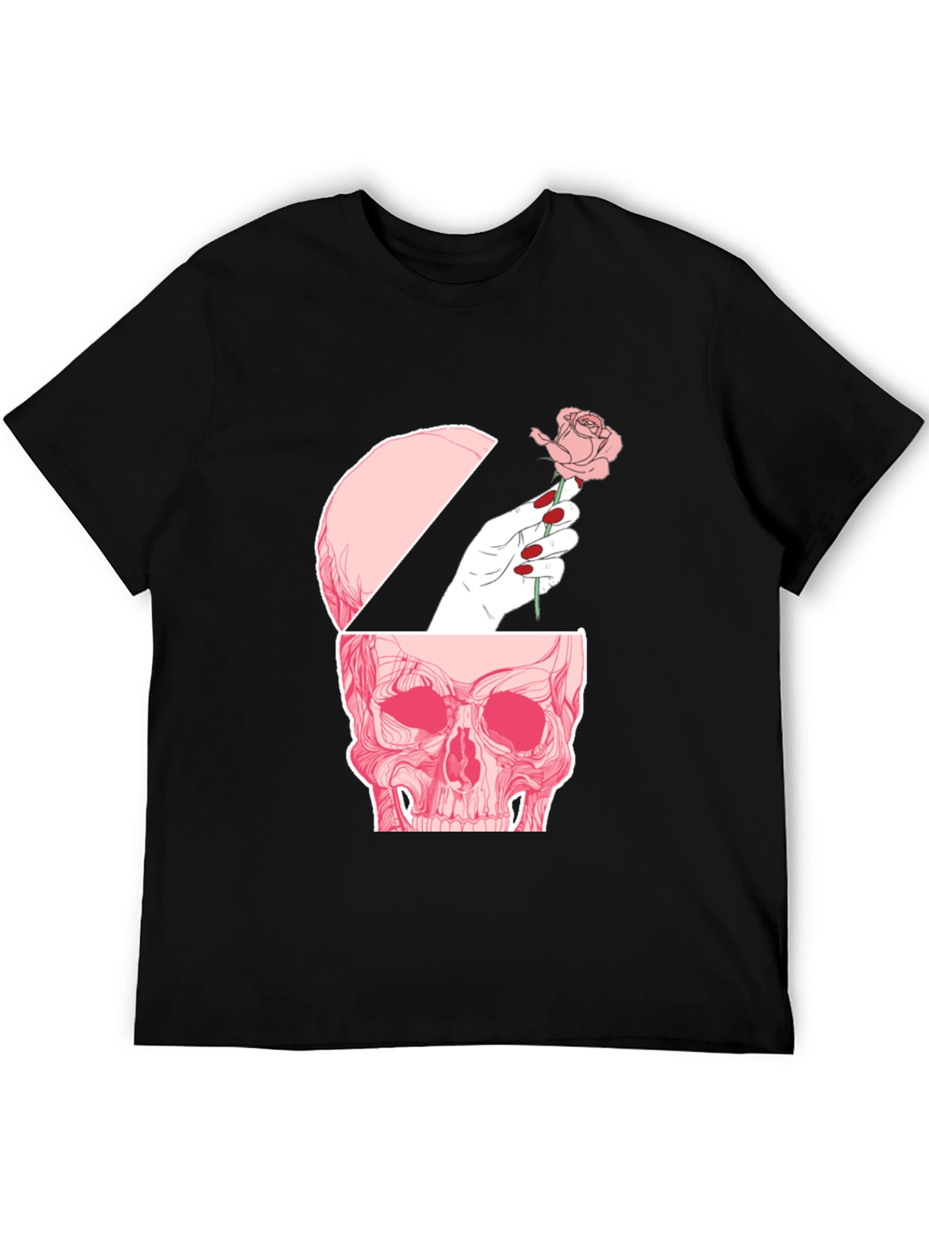 Skull and Rose Graphic Tee - Edgy Style