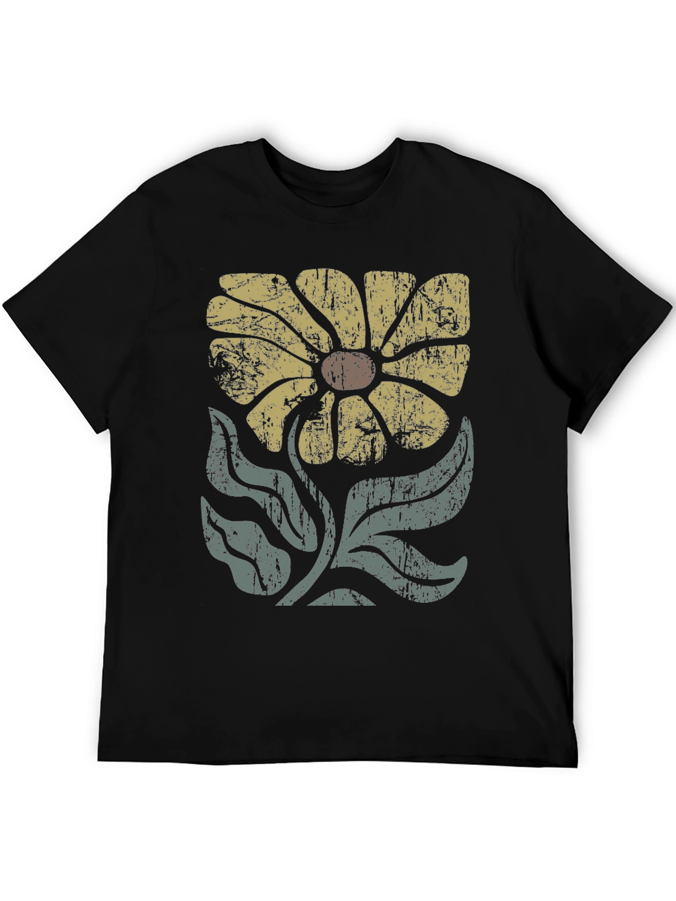 Retro Flower Graphic T-Shirt - Black