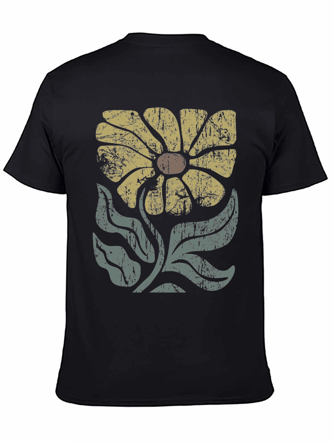 Retro Flower Graphic T-Shirt - Black