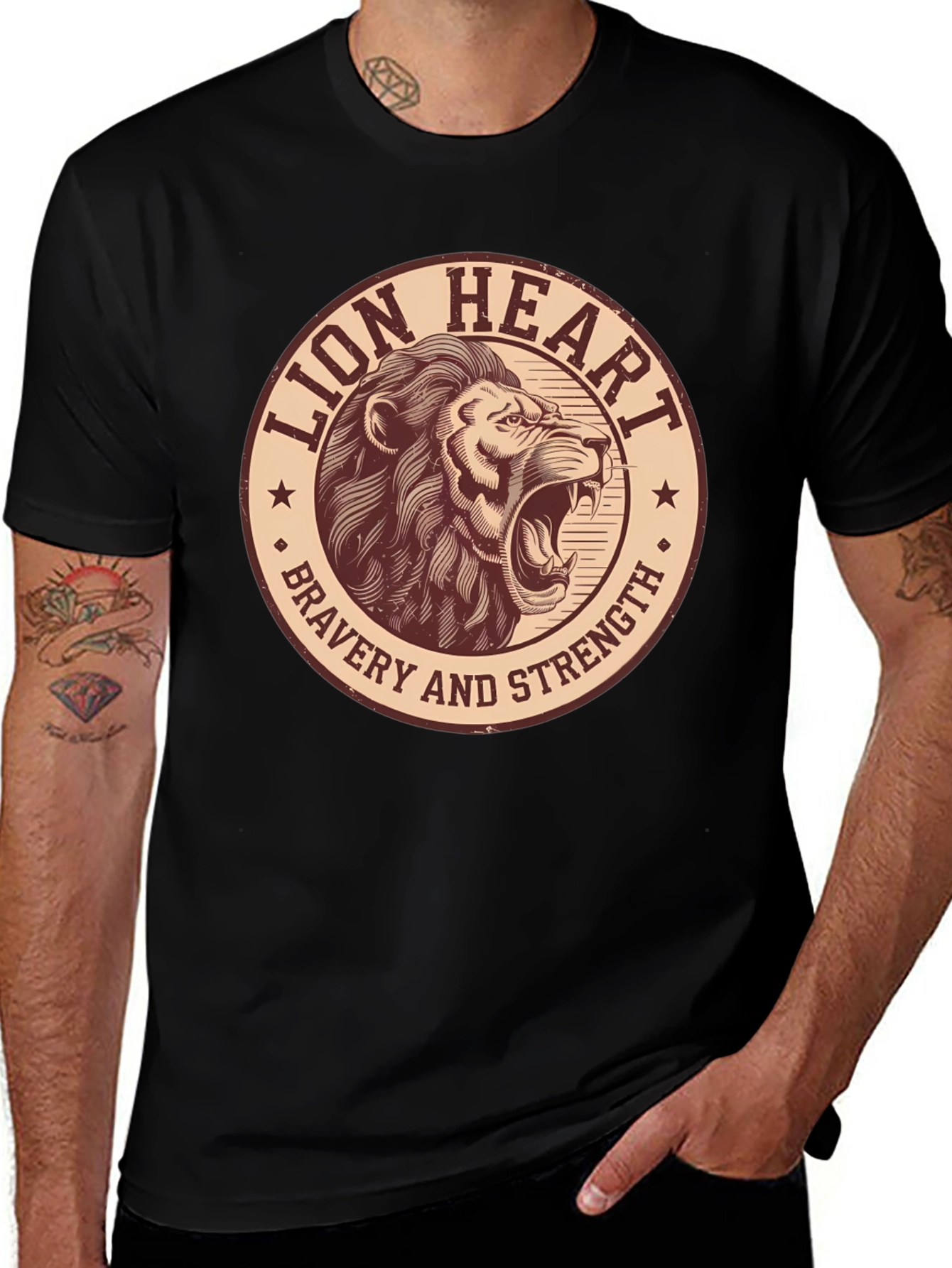 Lion Heart Bravery Strength Graphic Tee