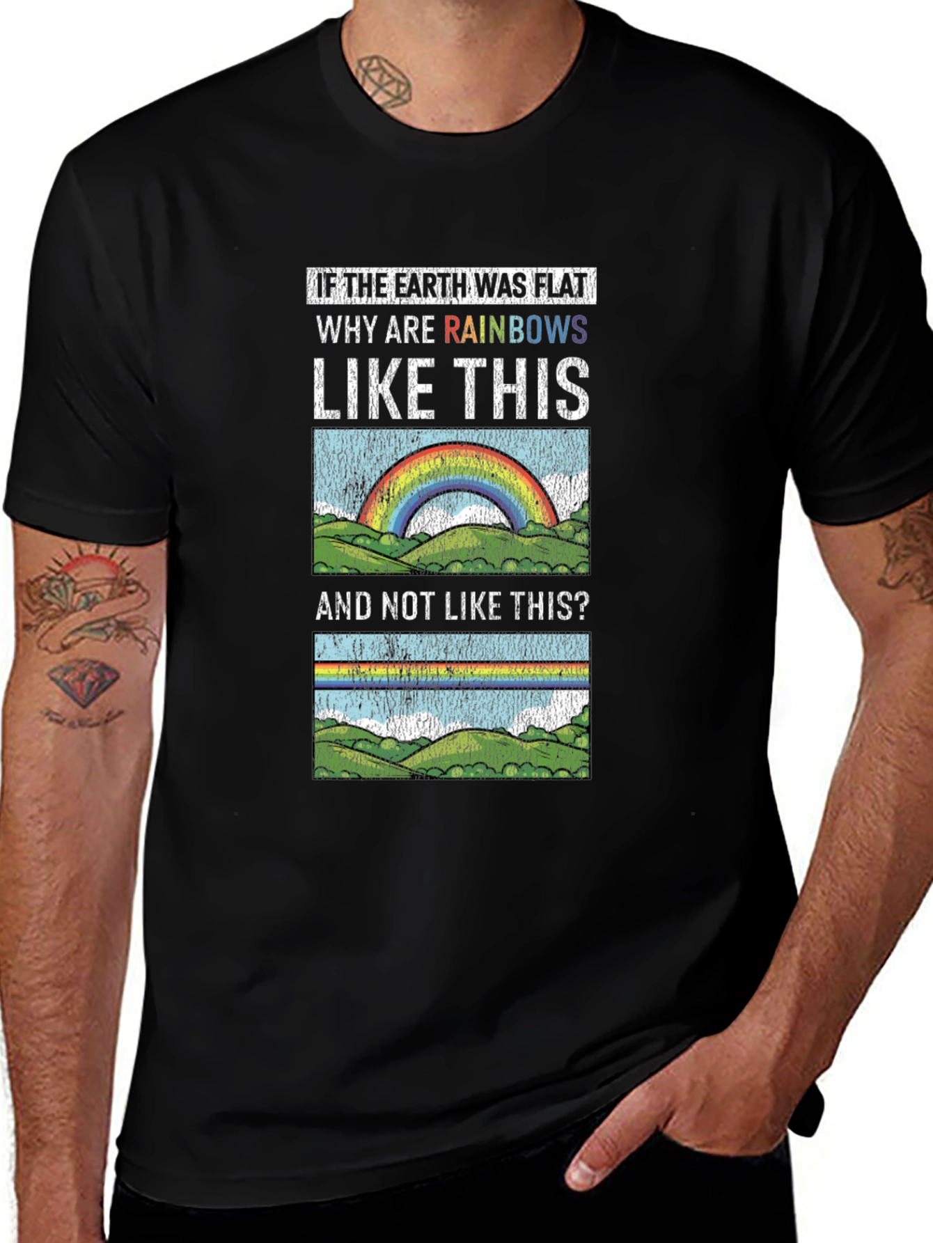 Flat Earth Rainbows Graphic T-Shirt