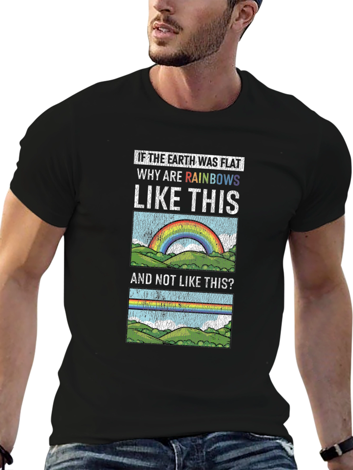 Flat Earth Rainbows Graphic T-Shirt