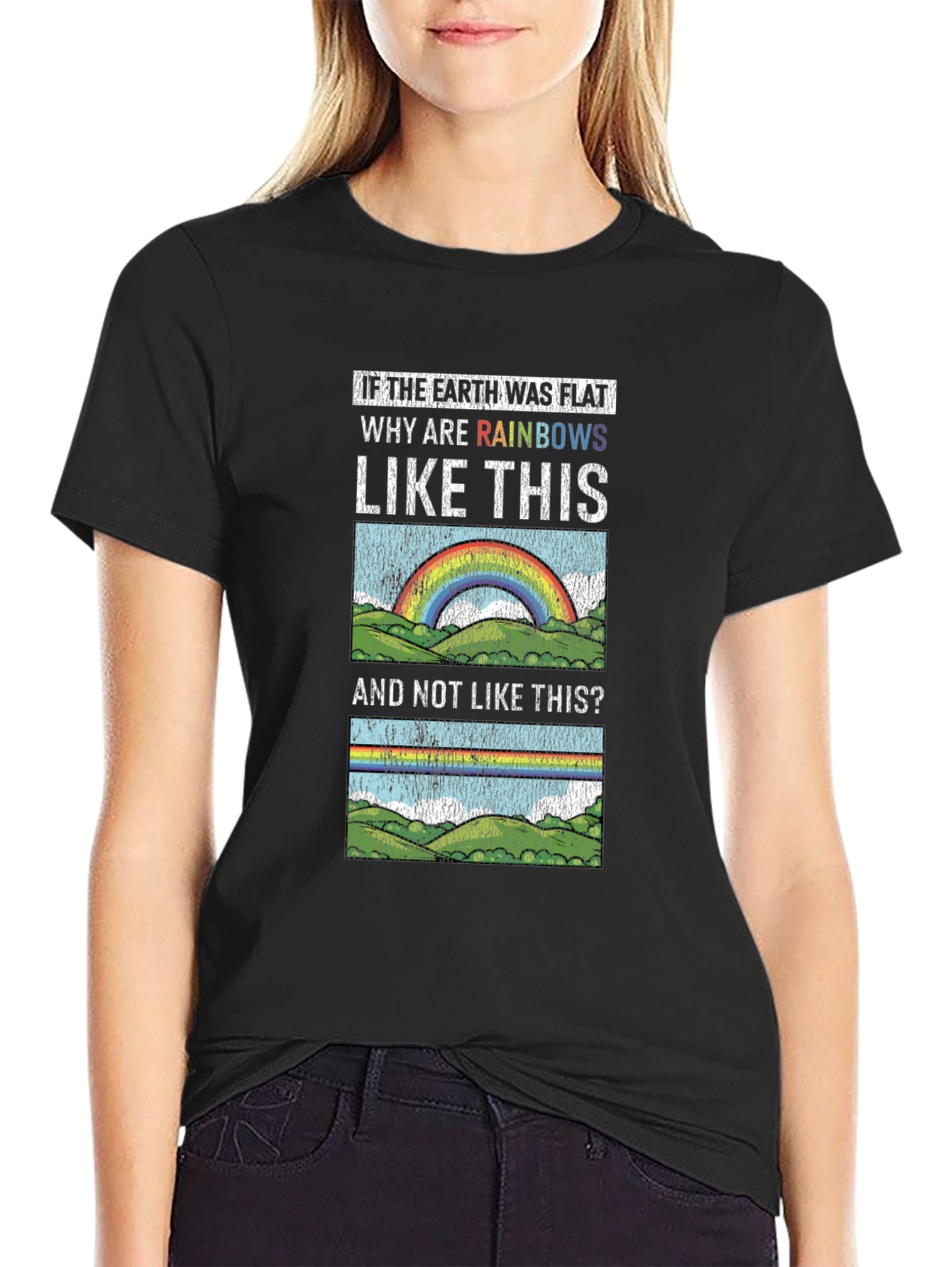 Flat Earth Rainbows Graphic T-Shirt