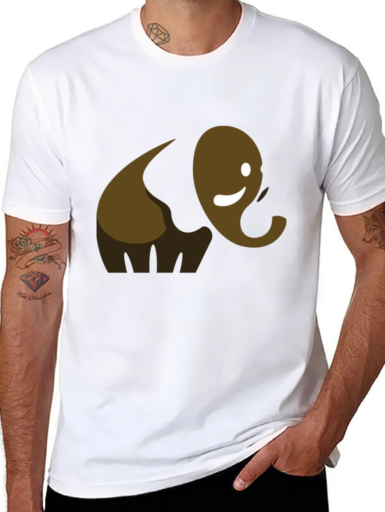 Cute Elephant Graphic Tee - Black Cotton T-Shirt