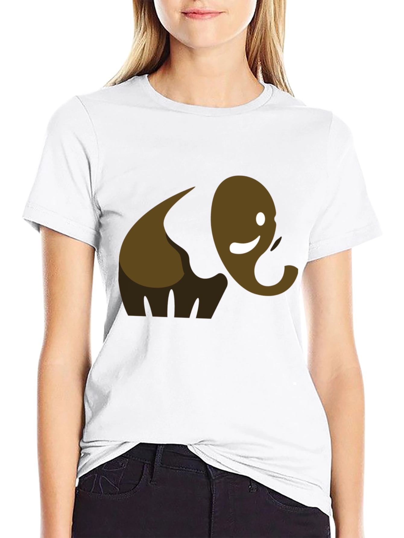 Cute Elephant Graphic Tee - Black Cotton T-Shirt