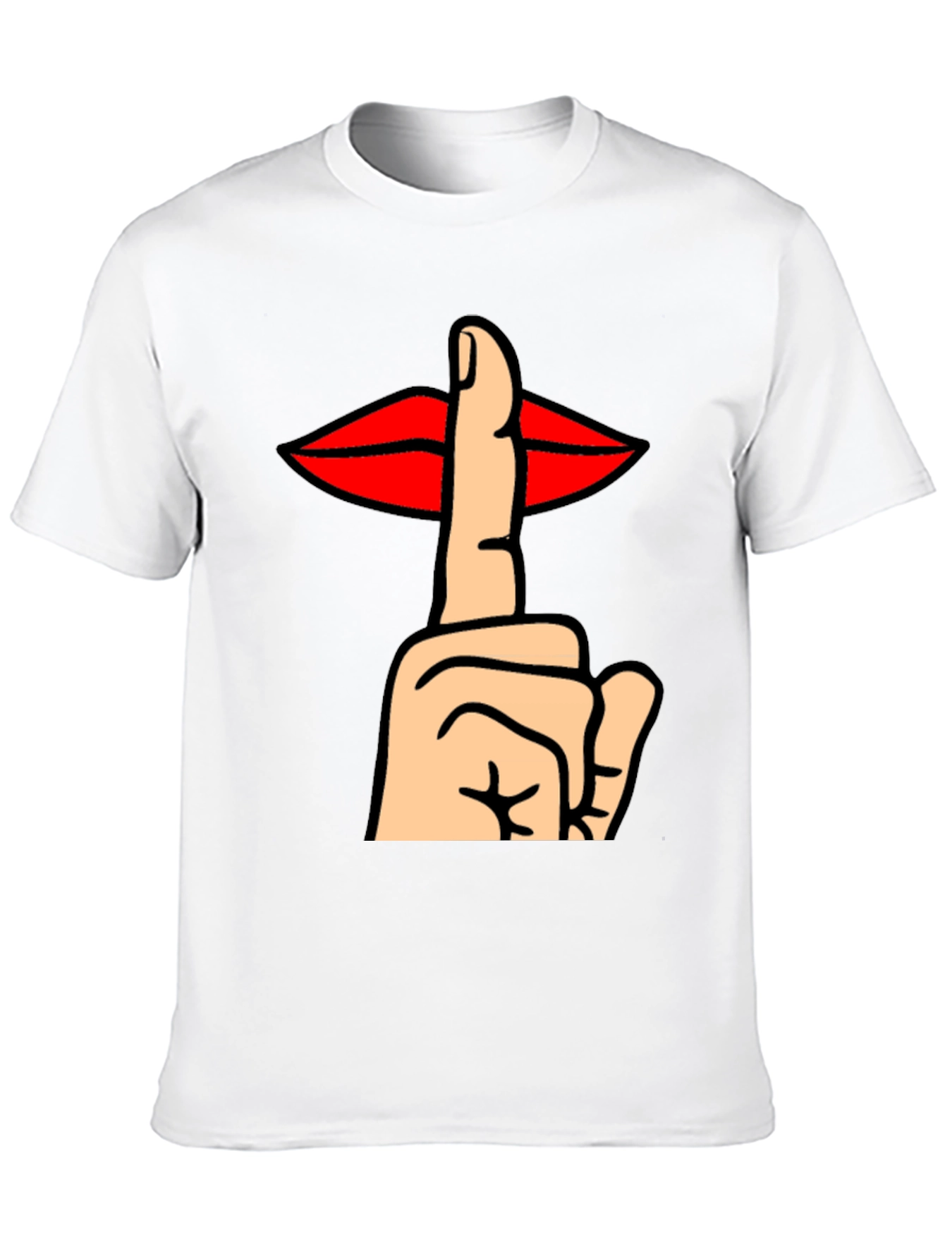 Shhh! Graphic Tee - Lips & Finger Gesture T-Shirt