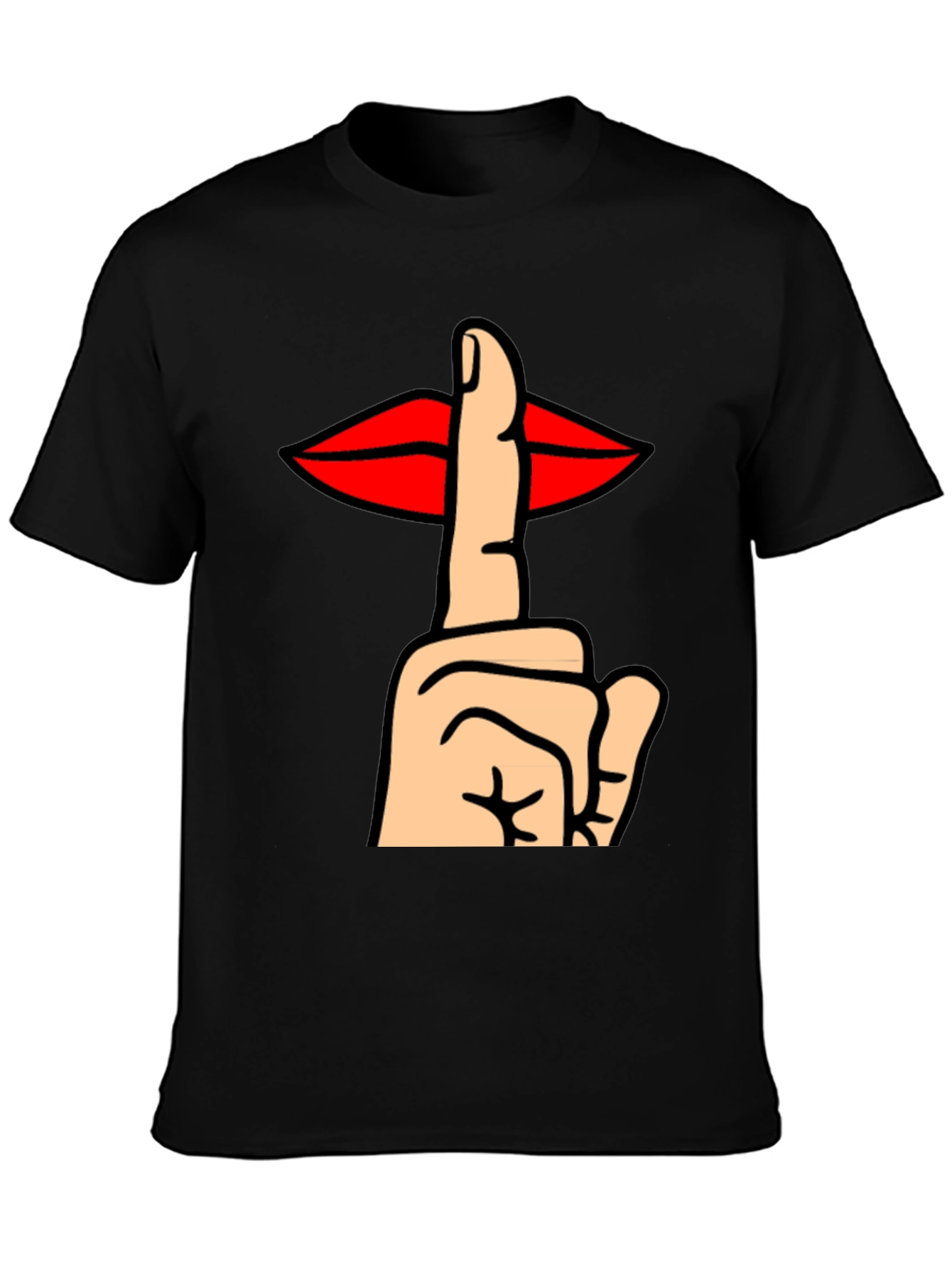 Shhh! Graphic Tee - Lips & Finger Gesture T-Shirt