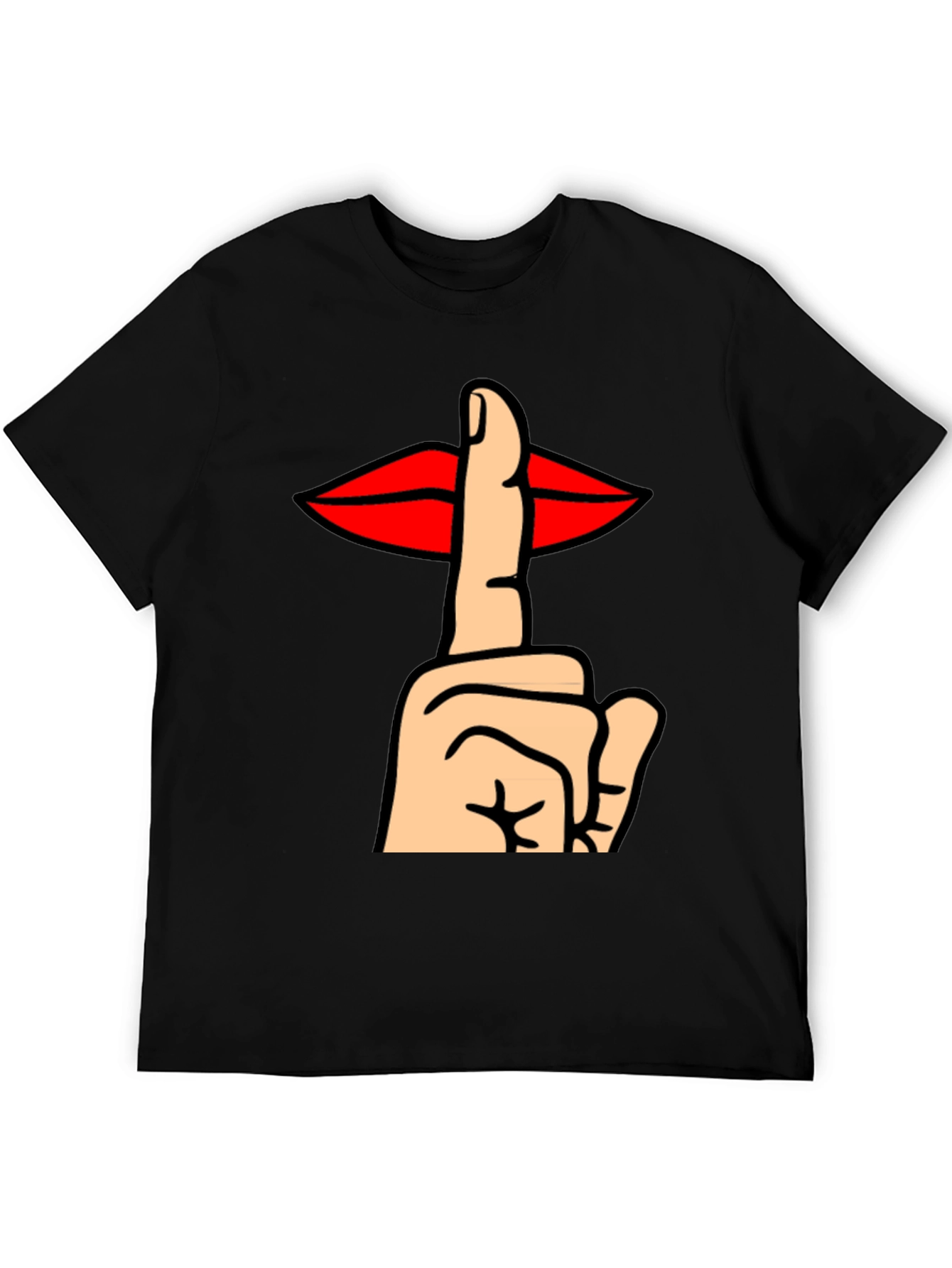 Shhh! Graphic Tee - Lips & Finger Gesture T-Shirt