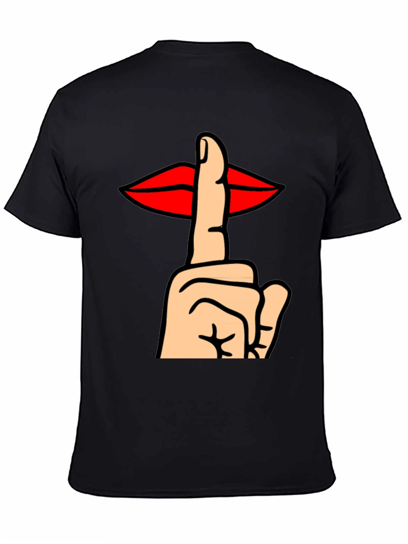 Shhh! Graphic Tee - Lips & Finger Gesture T-Shirt