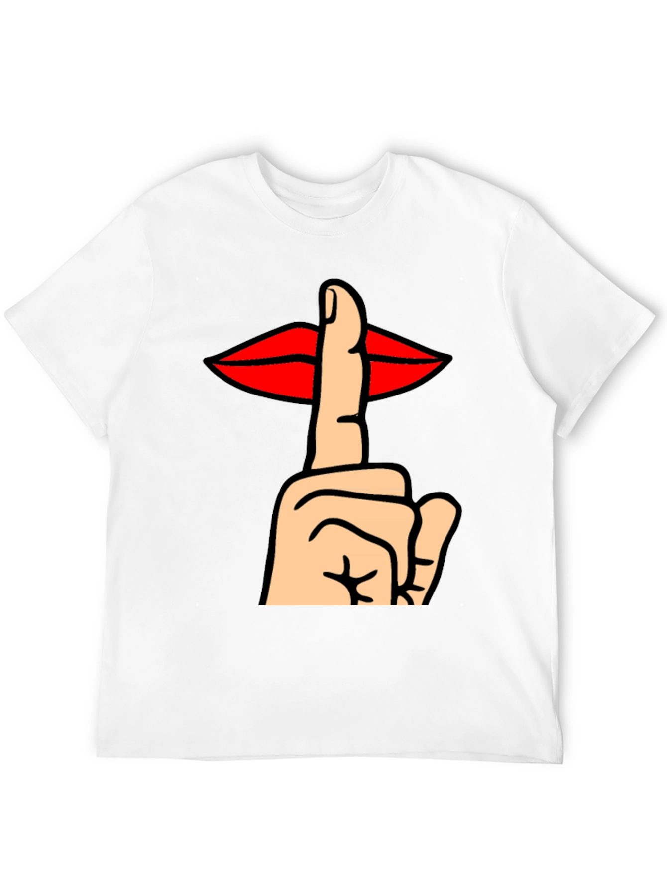 Shhh! Graphic Tee - Lips & Finger Gesture T-Shirt