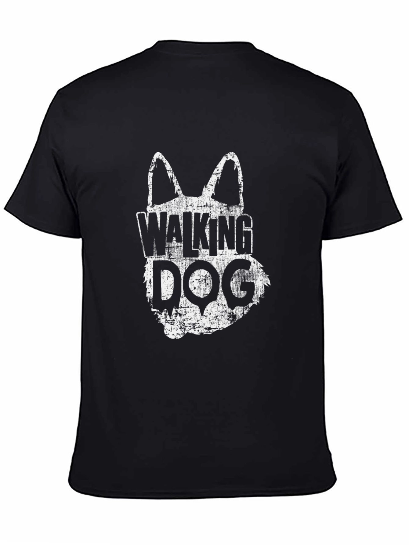 Walking Dog Graphic Tee - Distressed Print Casual Fit