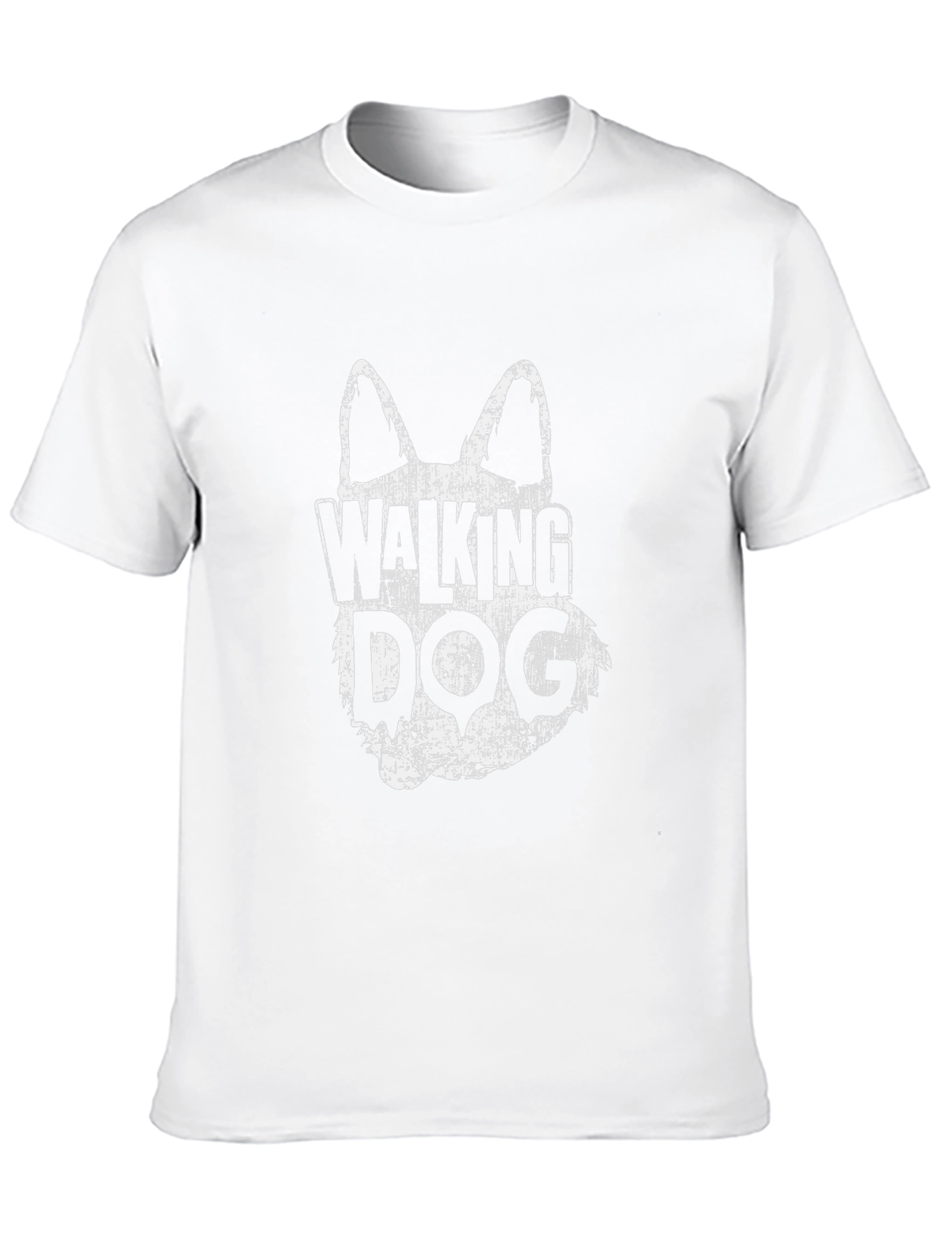 Walking Dog Graphic Tee - Distressed Print Casual Fit