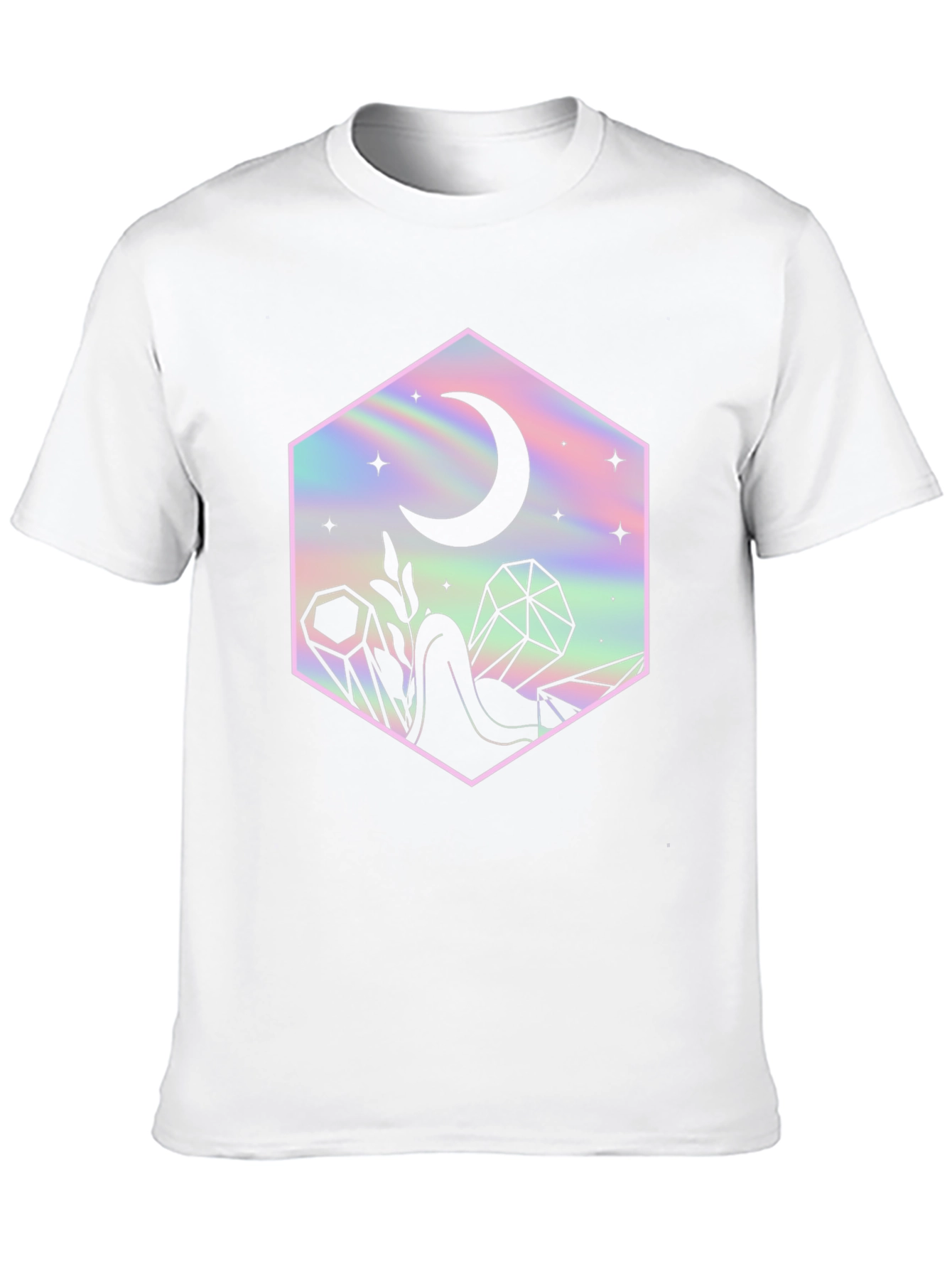 Mystic Moon Black T-Shirt - Holographic Design