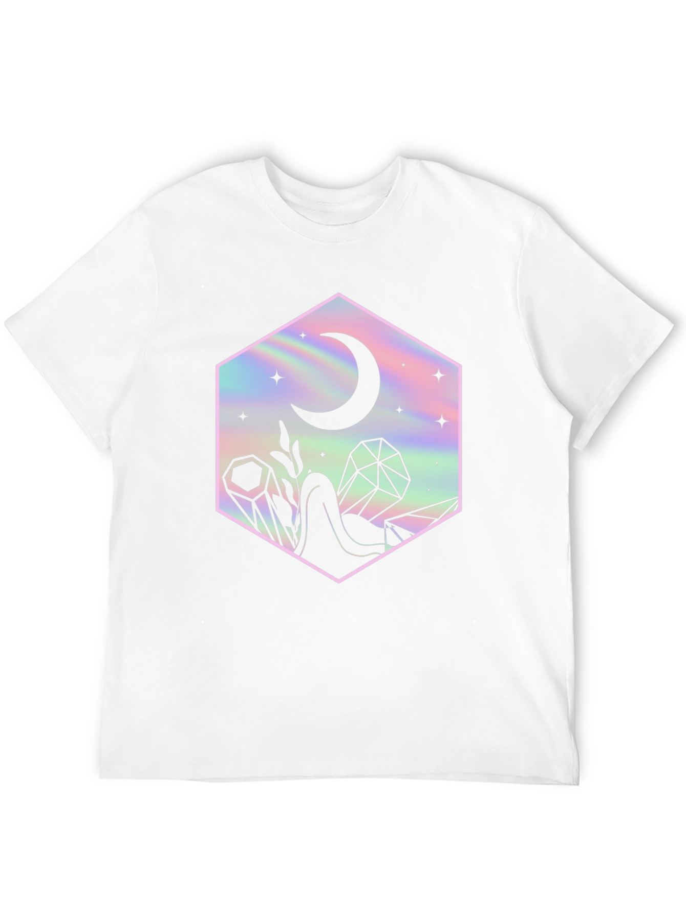 Mystic Moon Black T-Shirt - Holographic Design