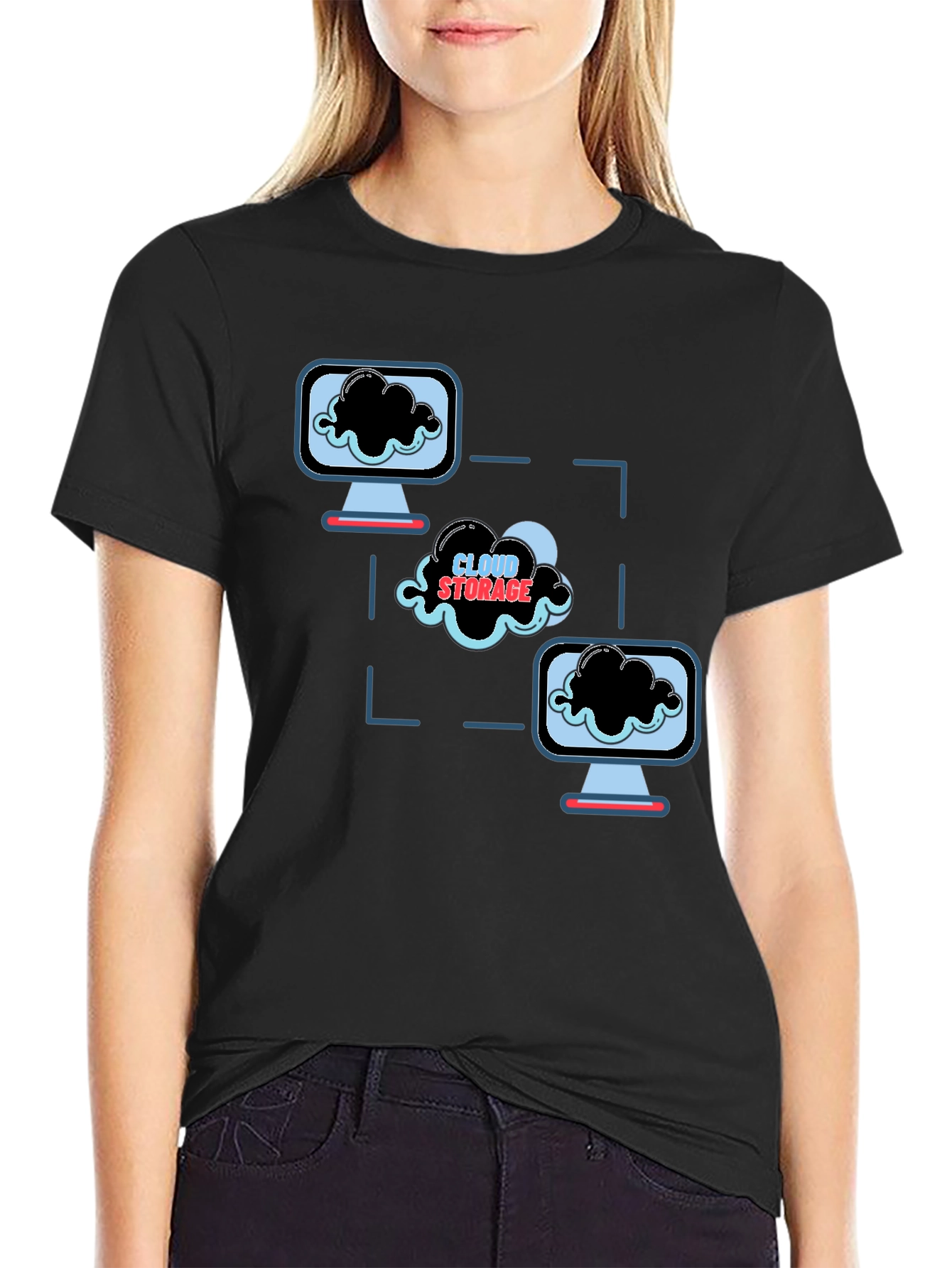 Cloud Storage Graphic Black T-Shirt