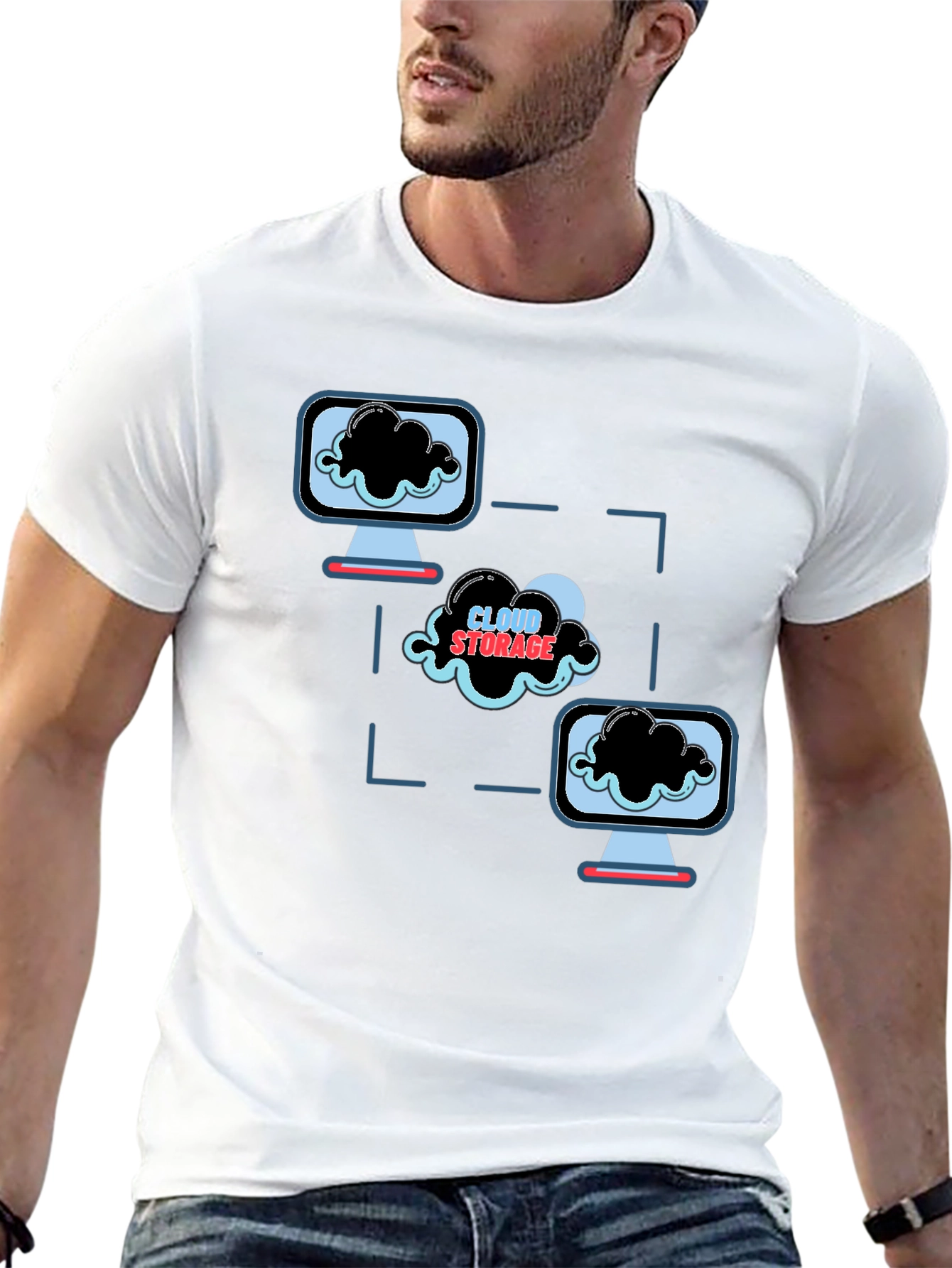 Cloud Storage Graphic Black T-Shirt