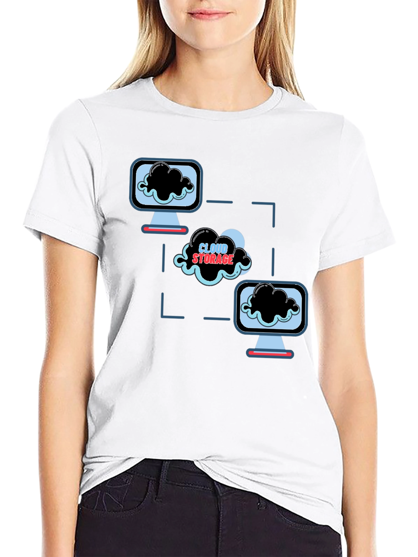 Cloud Storage Graphic Black T-Shirt