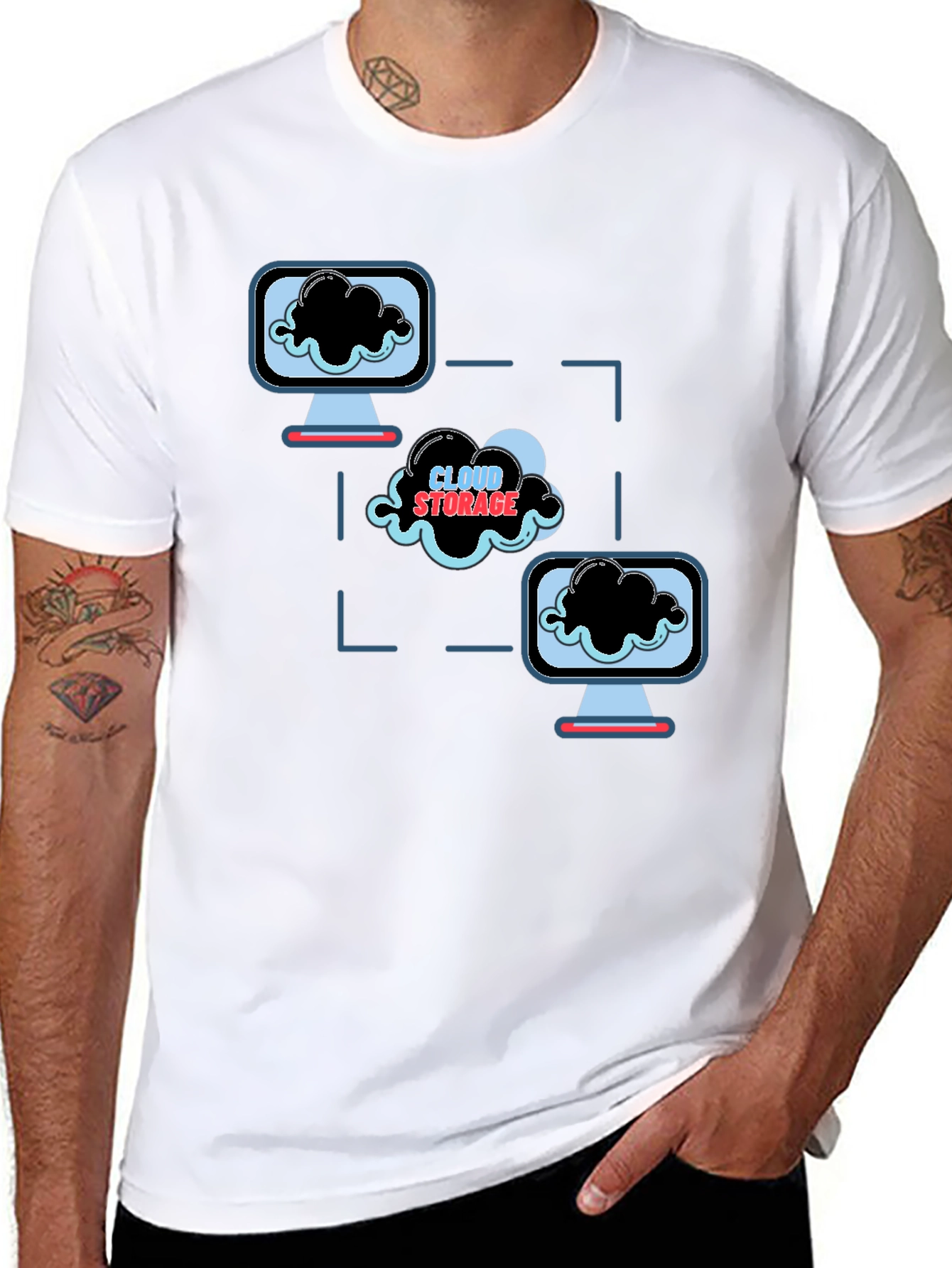 Cloud Storage Graphic Black T-Shirt