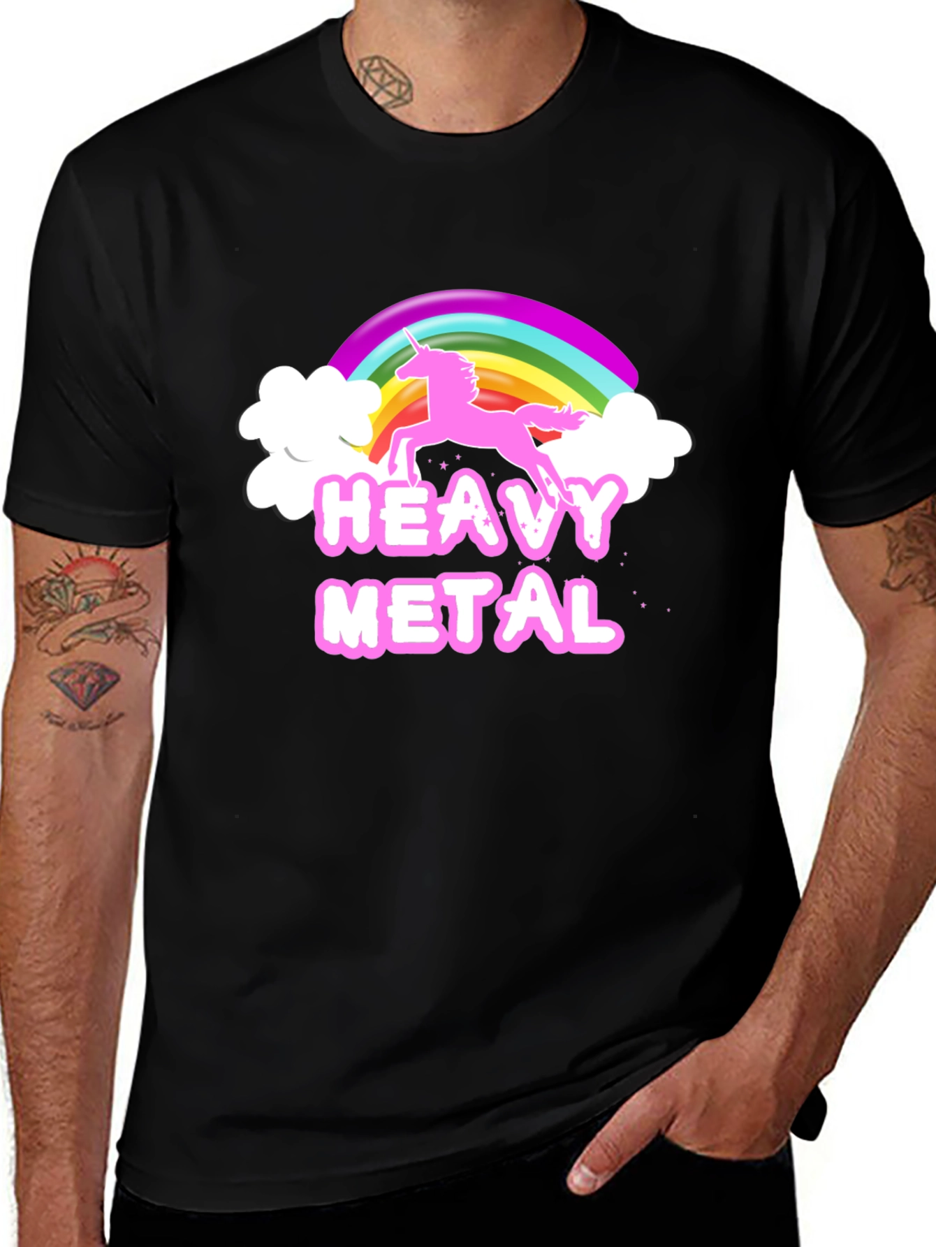 Heavy Metal Unicorn Rainbow Graphic T-Shirt