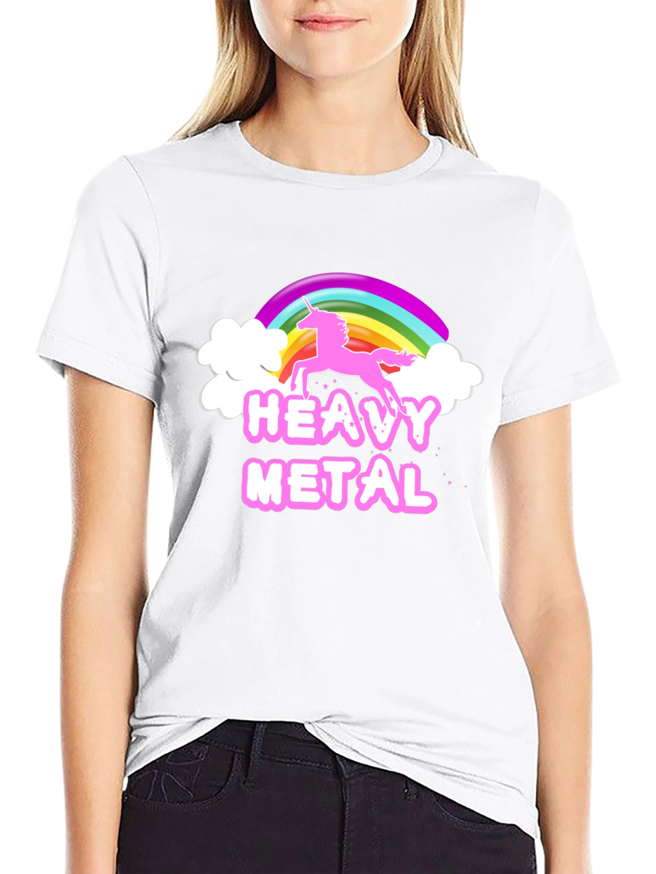 Heavy Metal Unicorn Rainbow Graphic T-Shirt