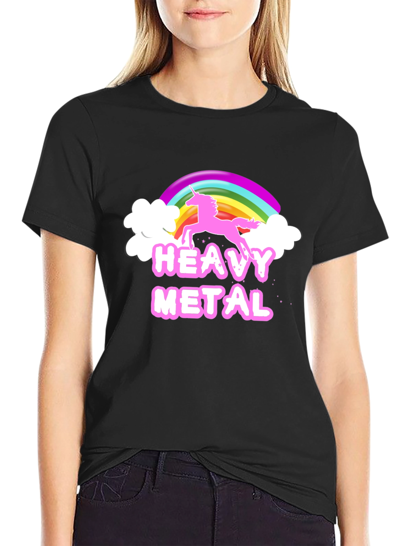 Heavy Metal Unicorn Rainbow Graphic T-Shirt