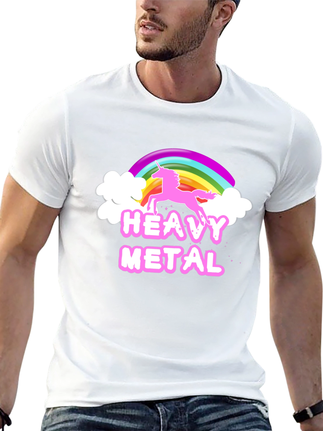 Heavy Metal Unicorn Rainbow Graphic T-Shirt
