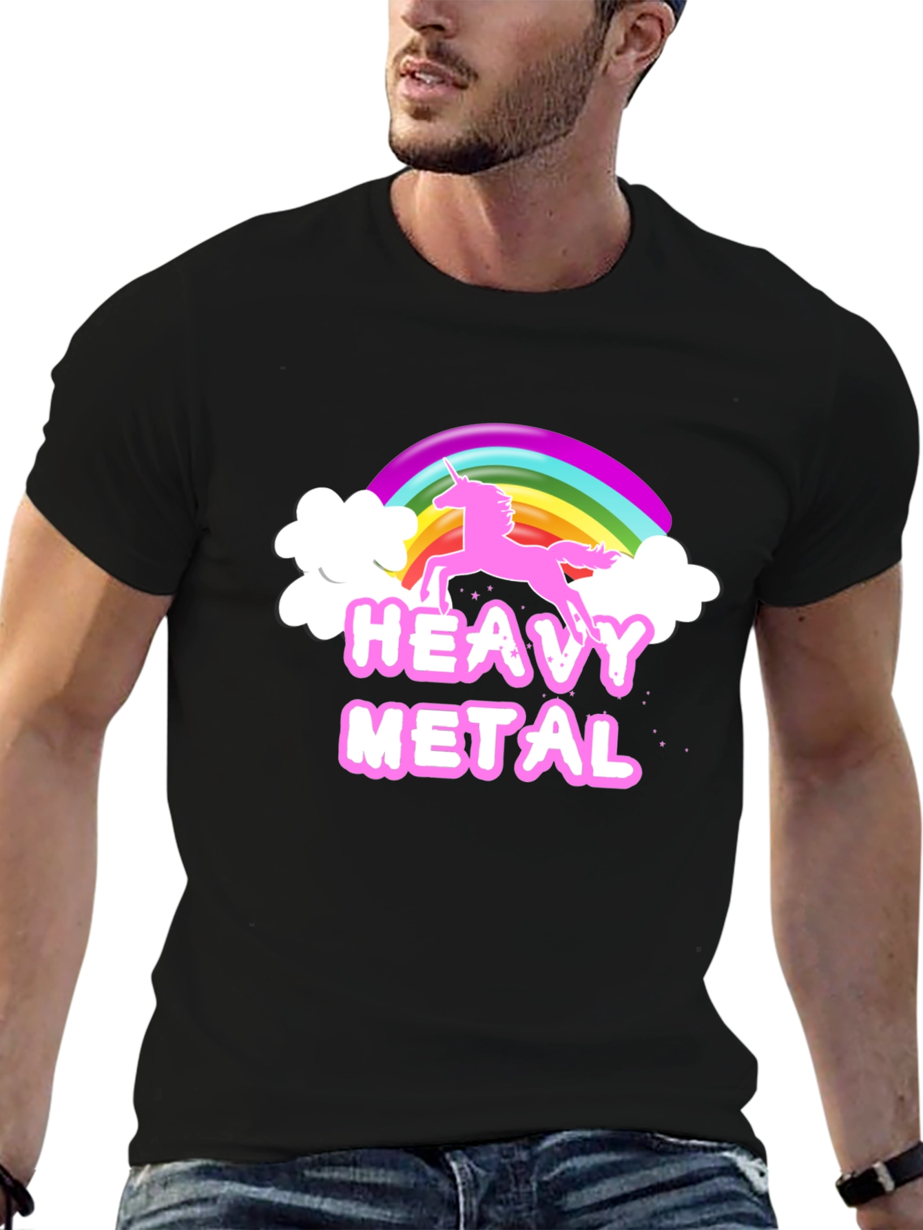 Heavy Metal Unicorn Rainbow Graphic T-Shirt