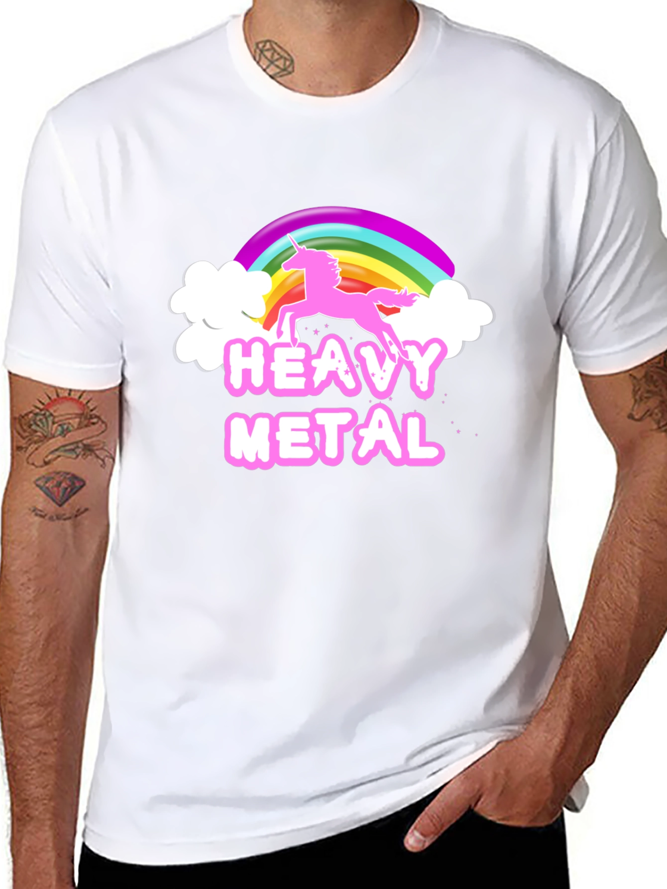 Heavy Metal Unicorn Rainbow Graphic T-Shirt
