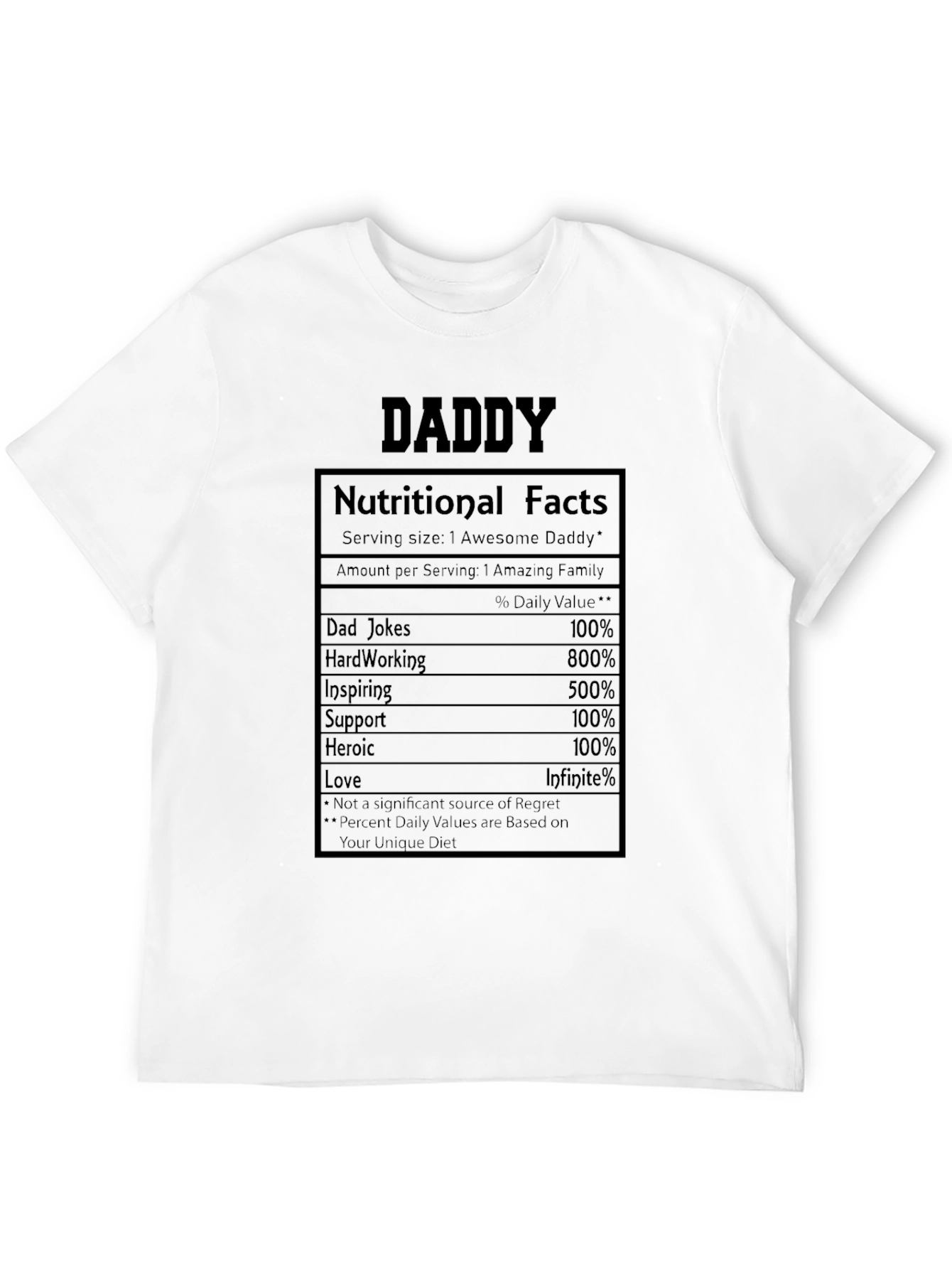 Daddy Nutritional Facts Graphic T-Shirt